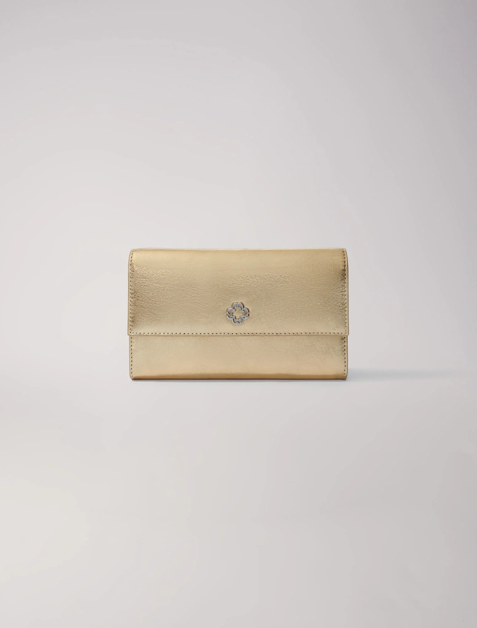 Leather clutch bag with chain