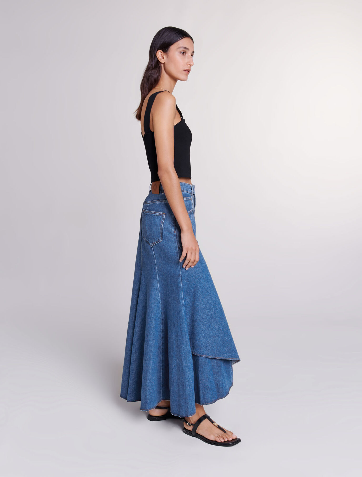 Asymmetrical denim skirt