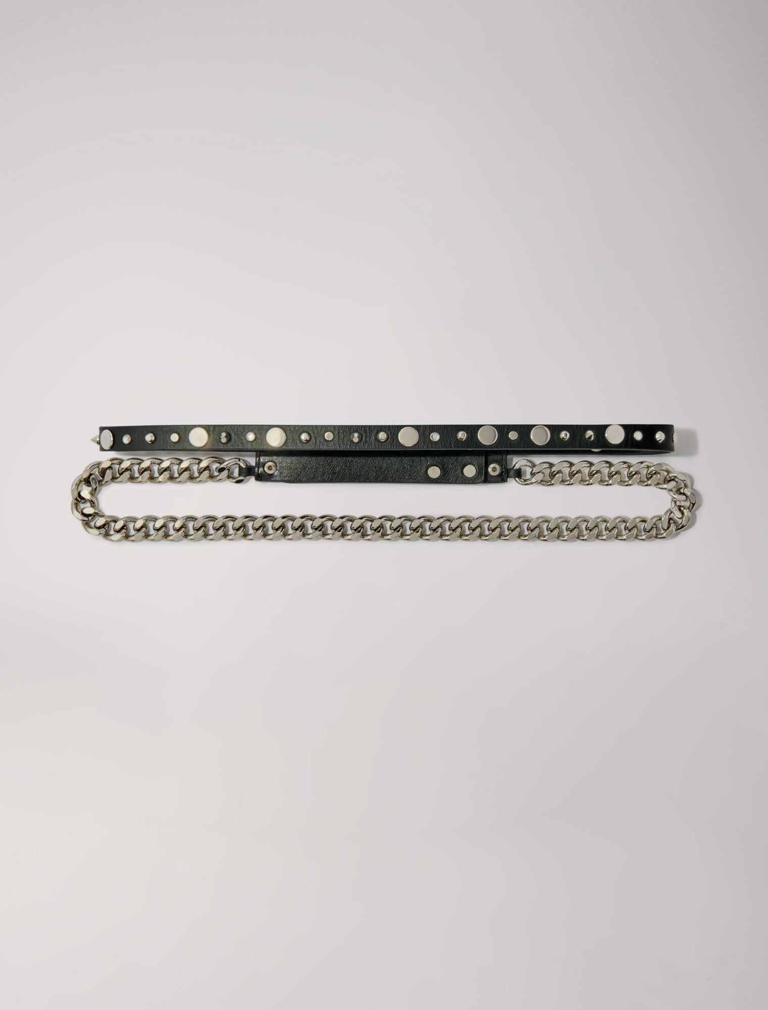 Double leather and chain belt