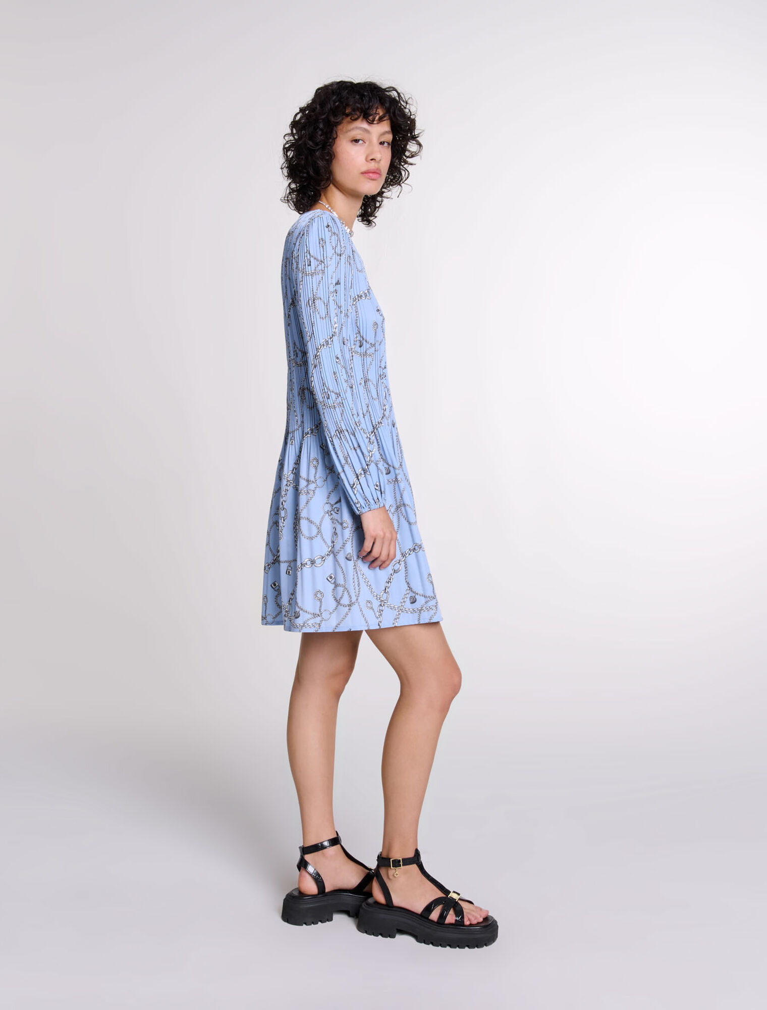 Patterned pleated dress