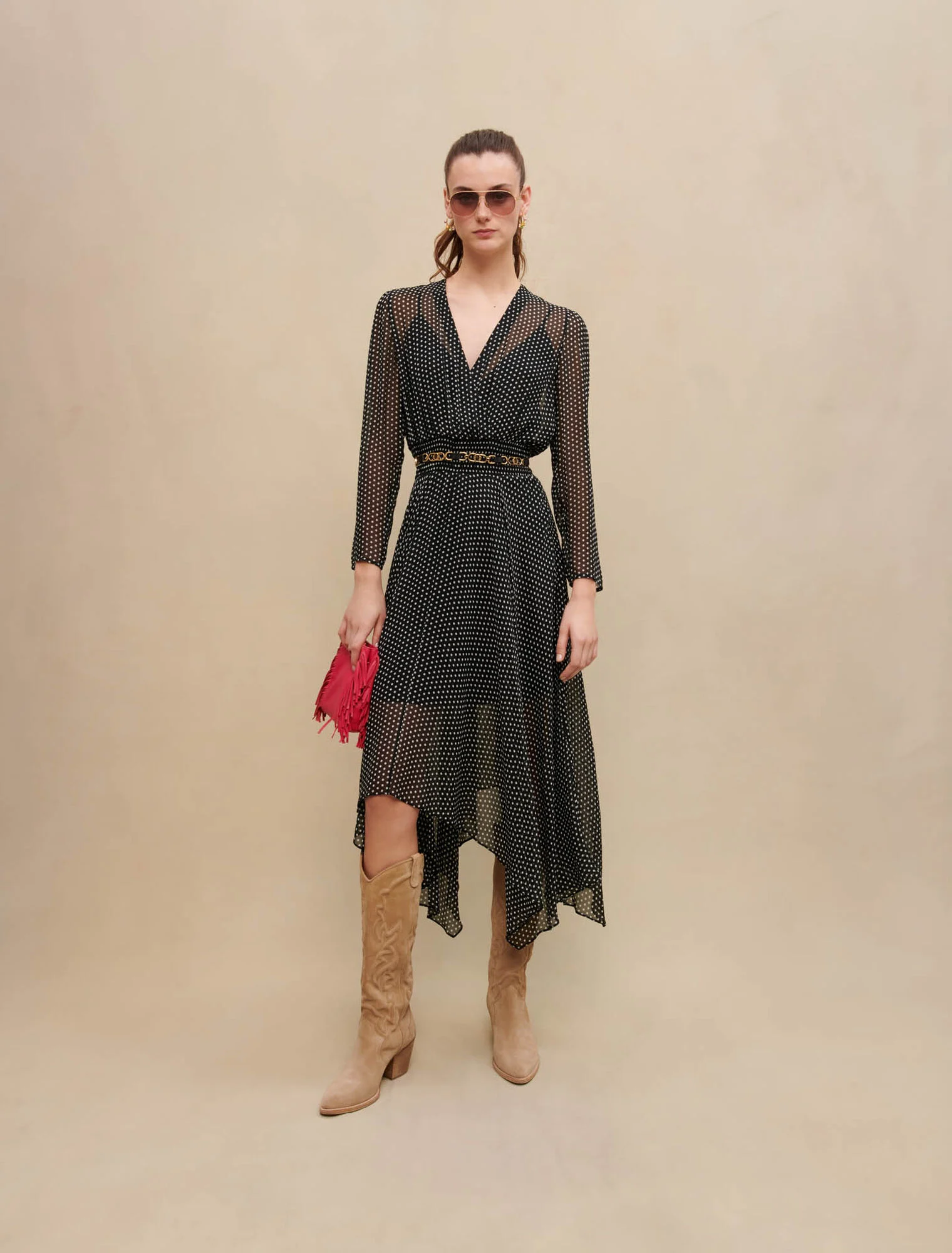 Mid-length polka dot dress