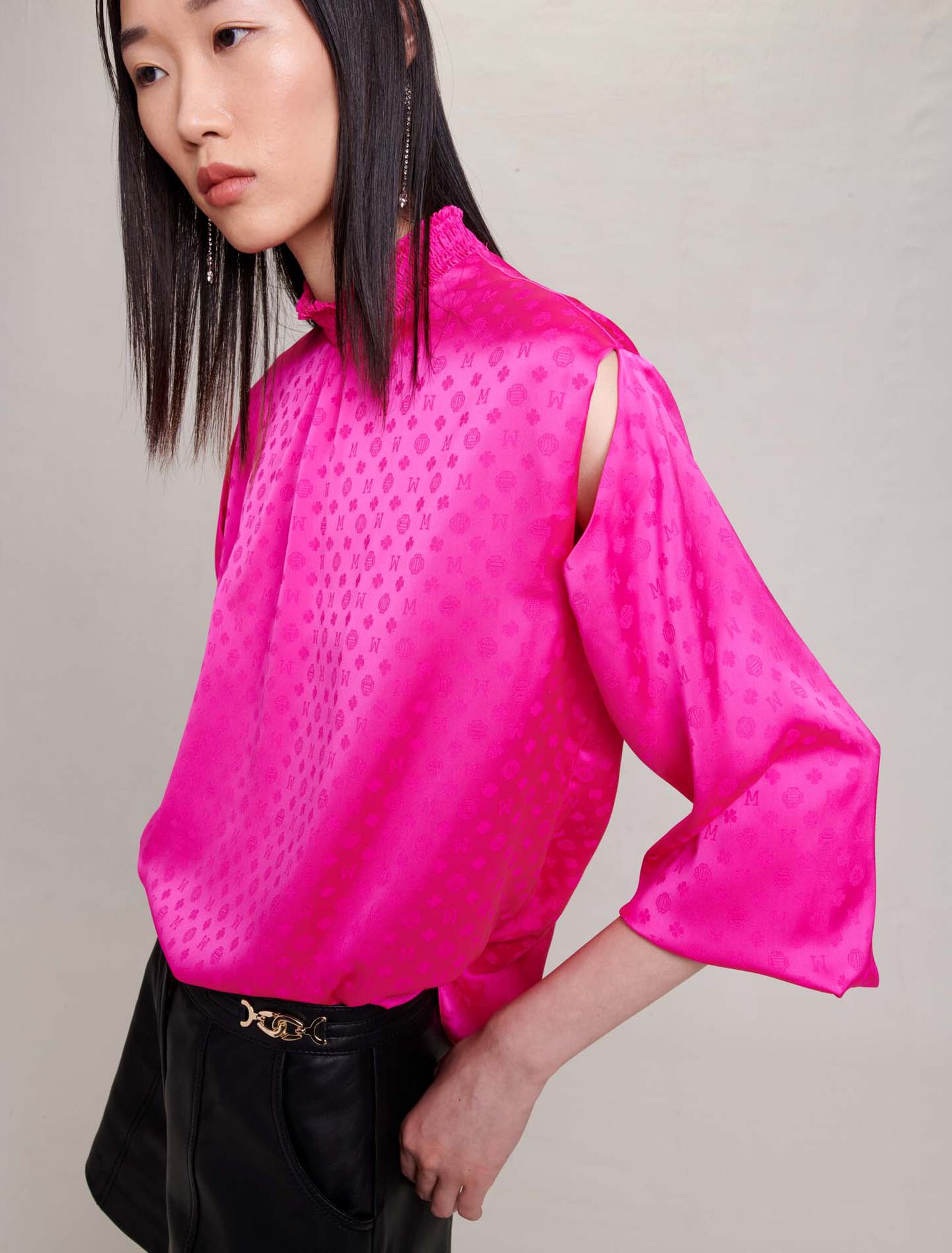 Satin jacquard blouse
