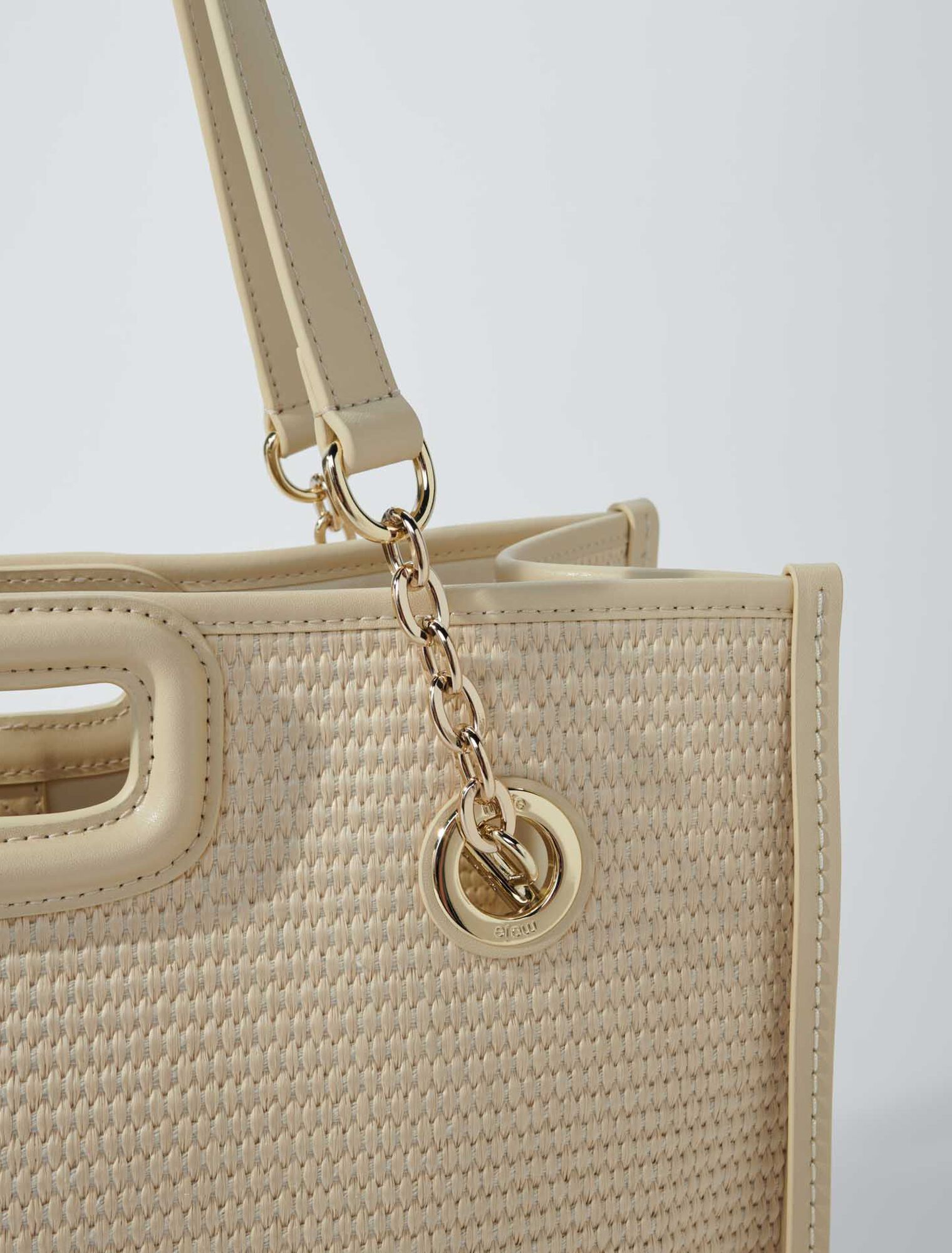 Raffia-effect textile tote bag