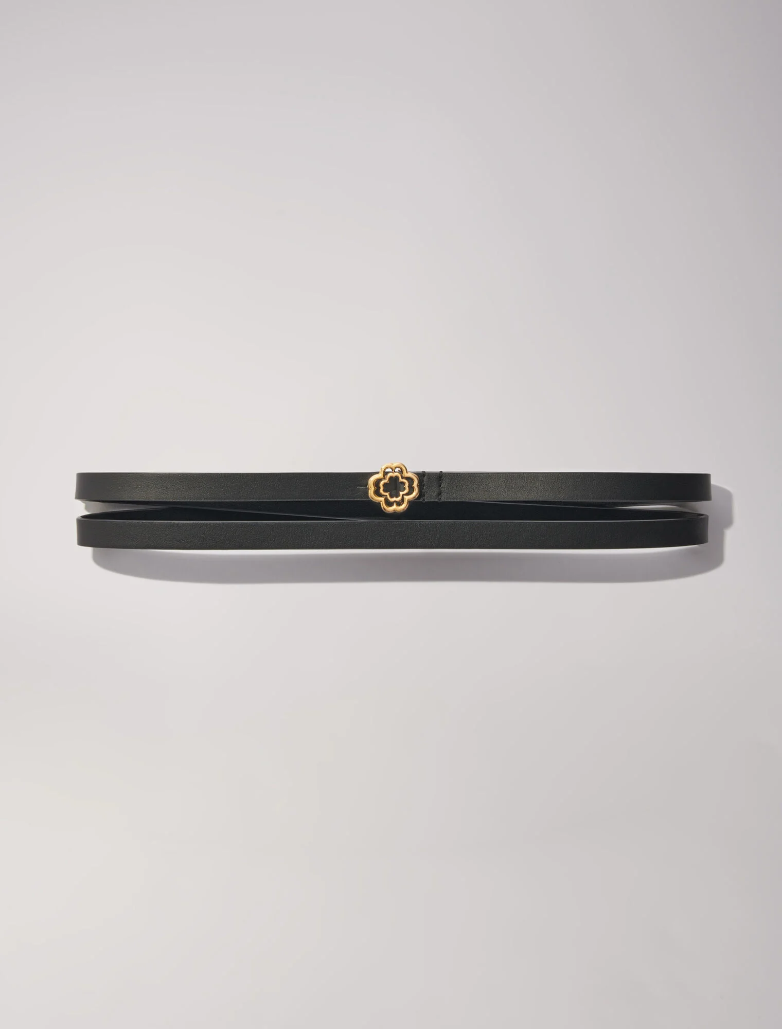 Slim double leather belt