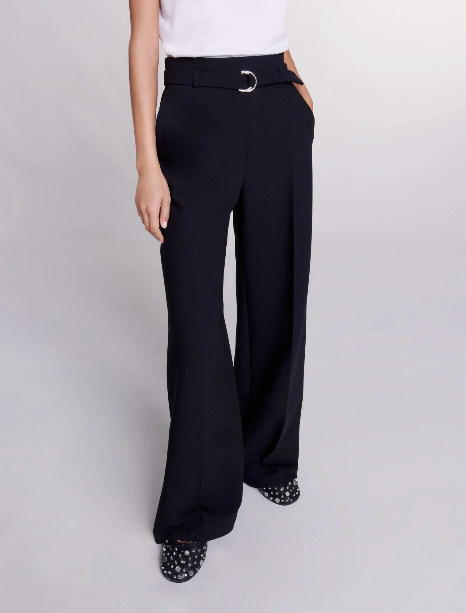 Wide belted trousers
