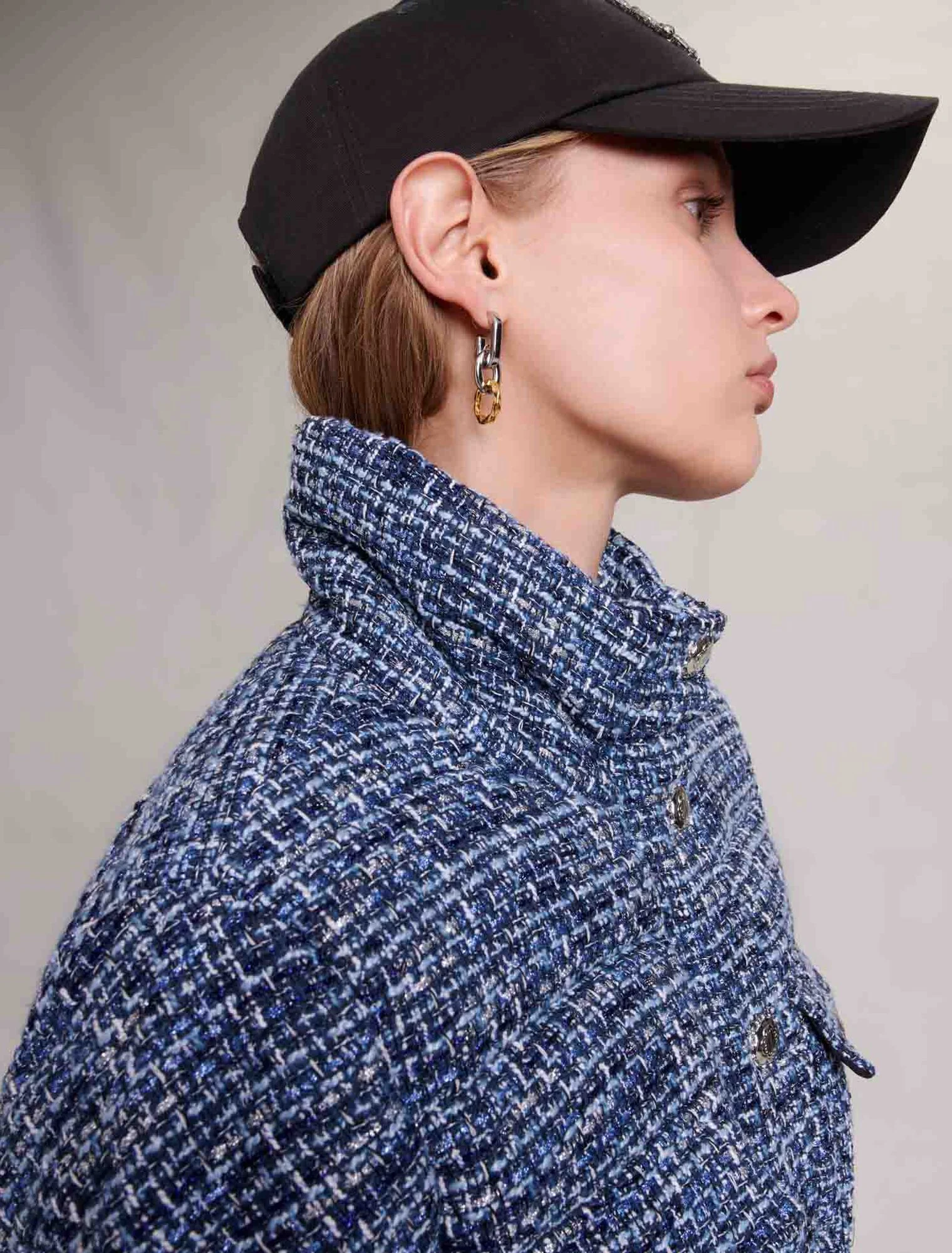 Quilted tweed puffer jacket