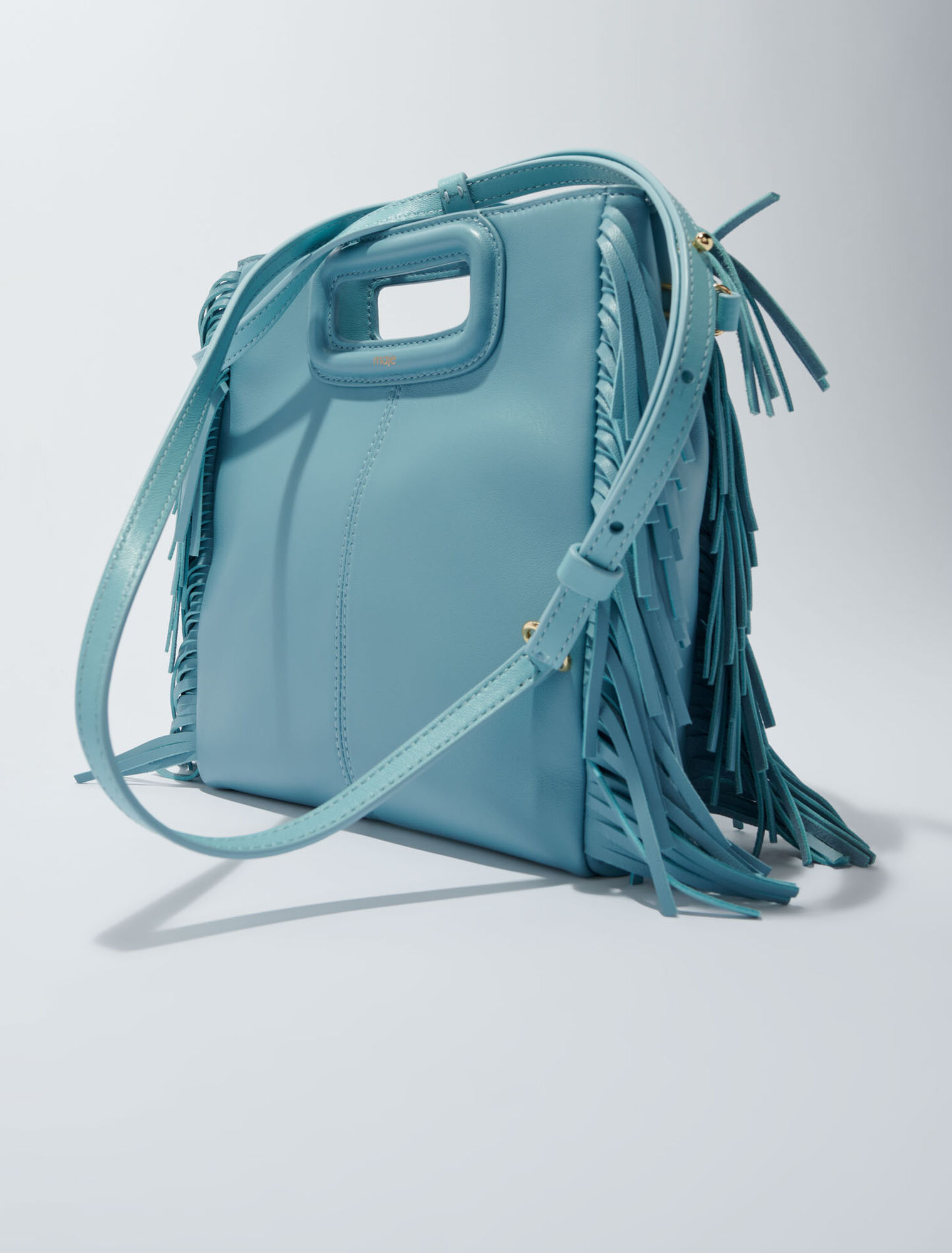 Smooth leather M bag with fringing