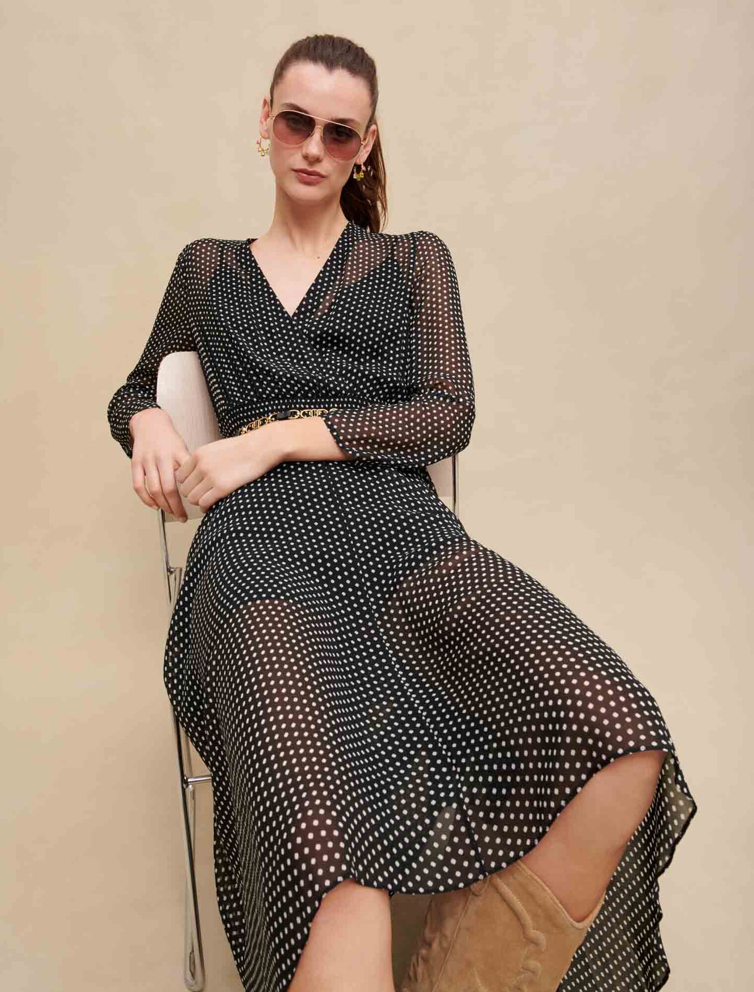 Mid-length polka dot dress