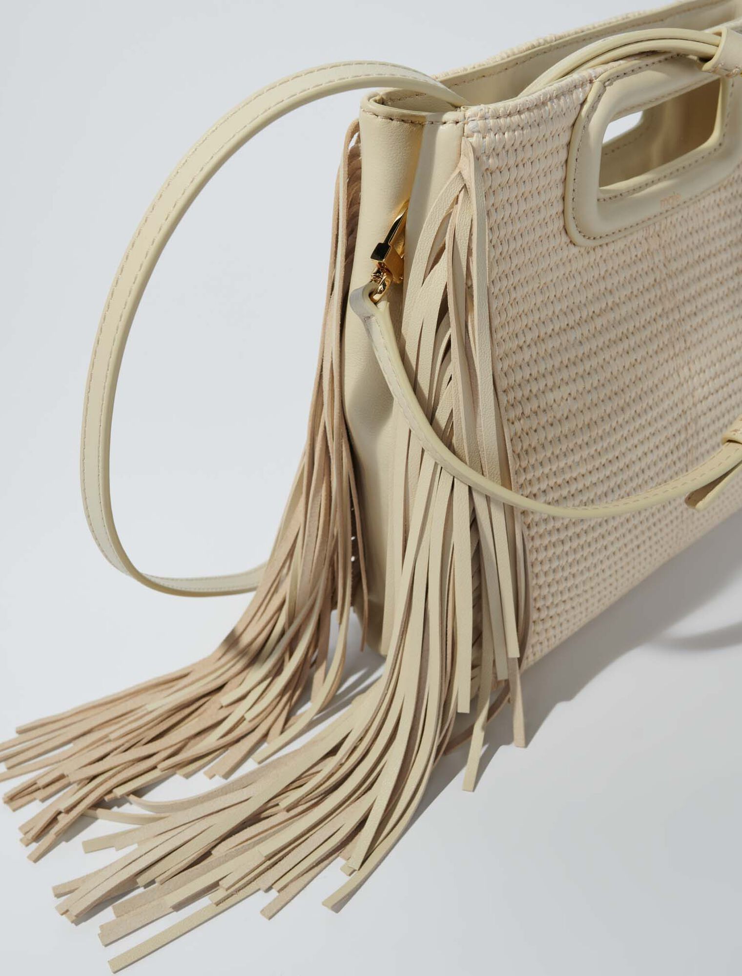 Textile and raffia M bag