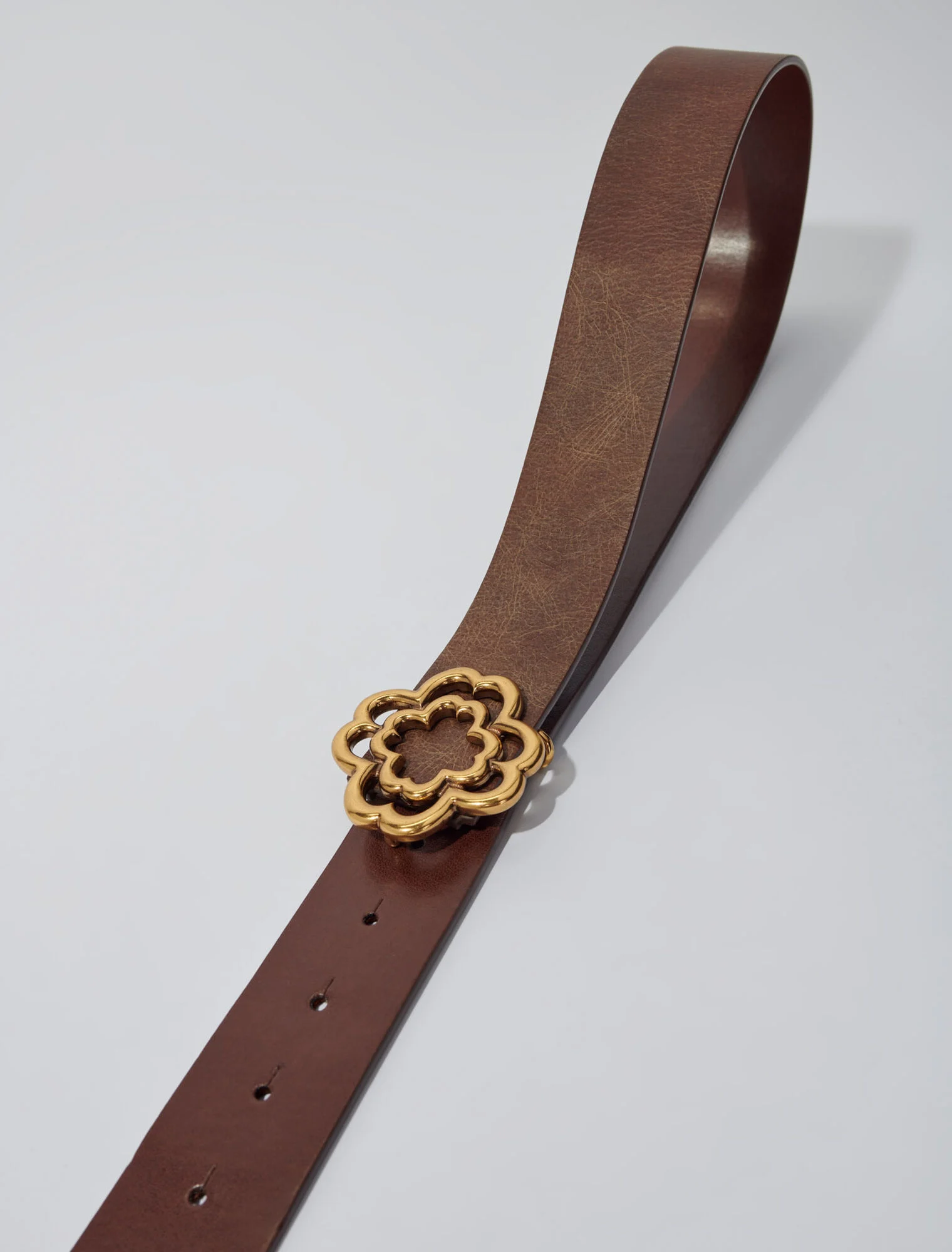 Distressed leather Clover belt