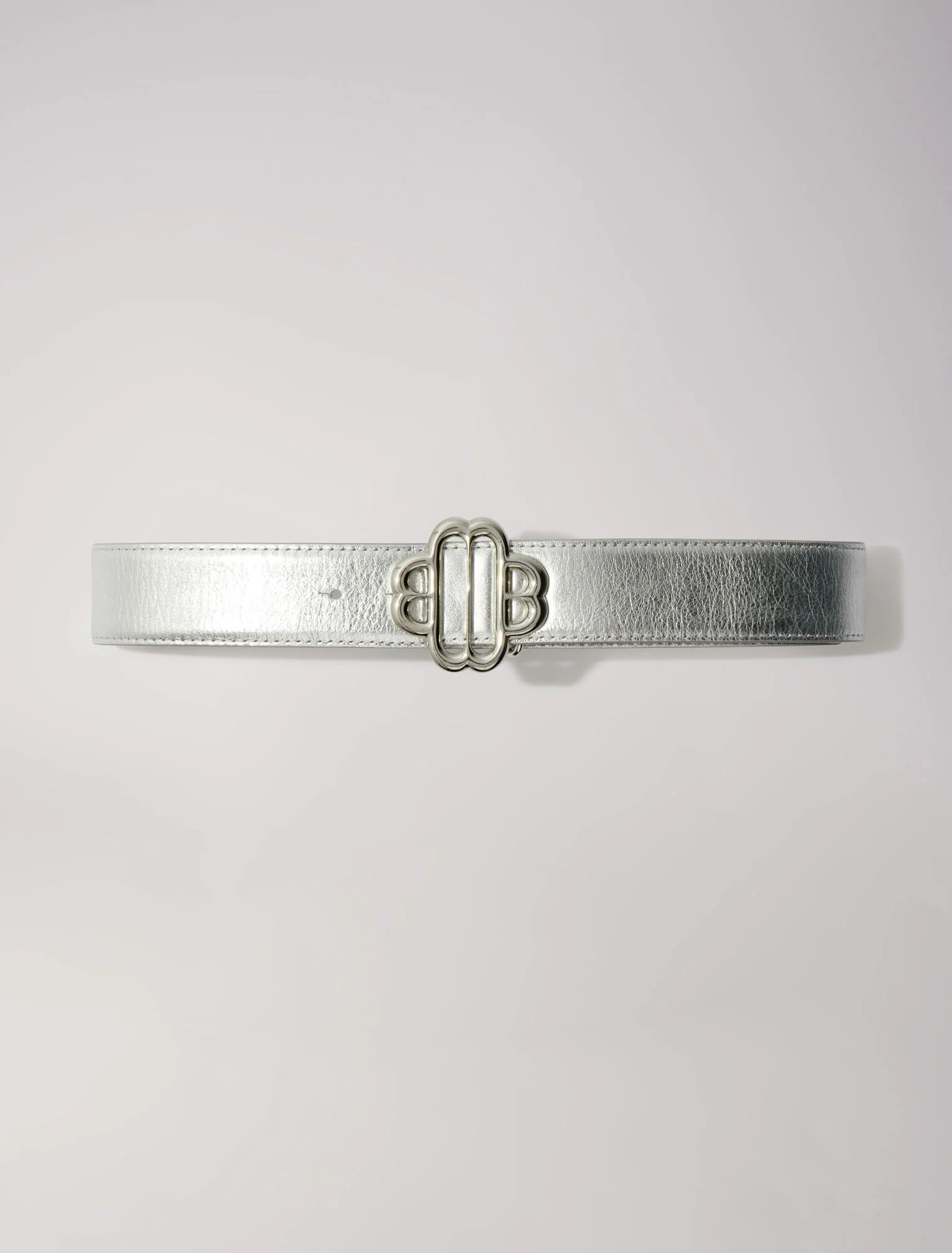 Clover belt in metallic leather