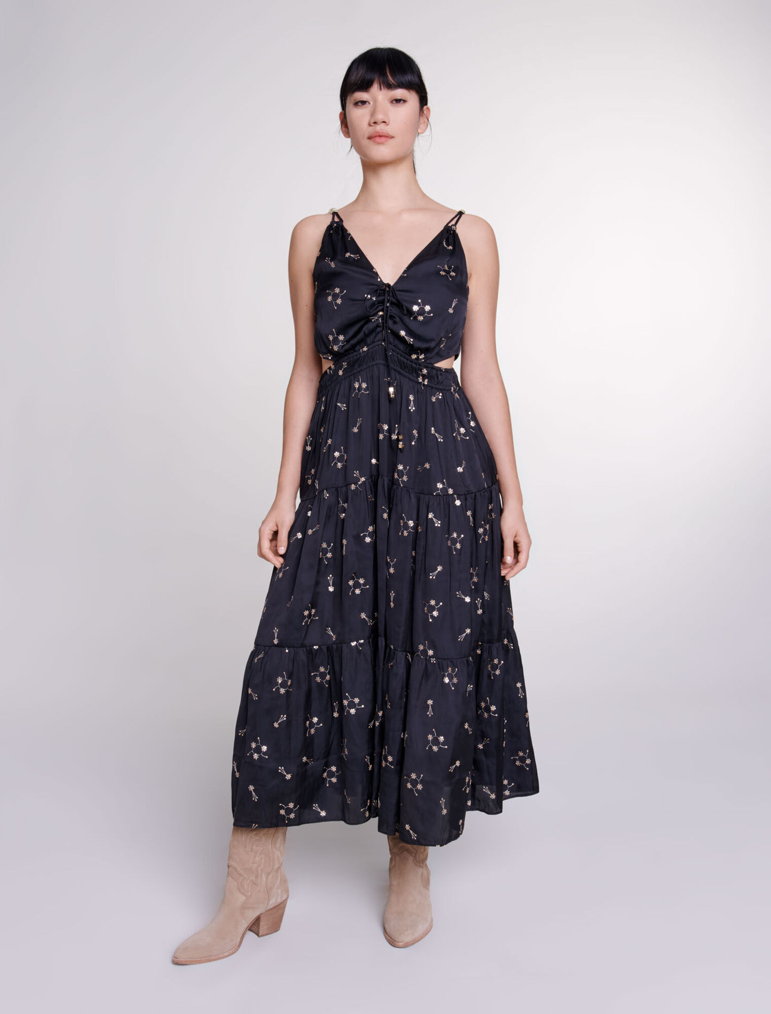 Sequin-embroidered maxi dress