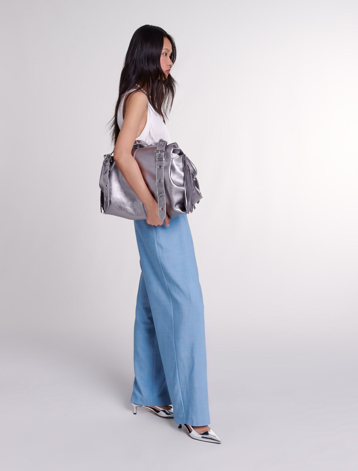 Wide-leg suit trousers with pleats