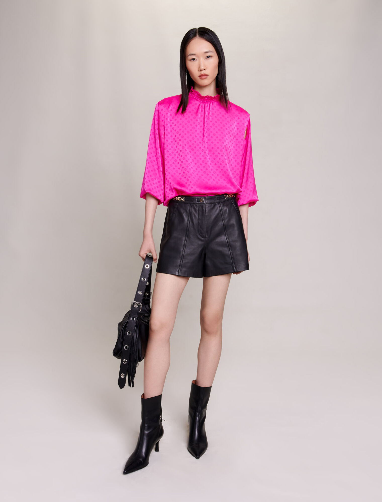 Satin jacquard blouse