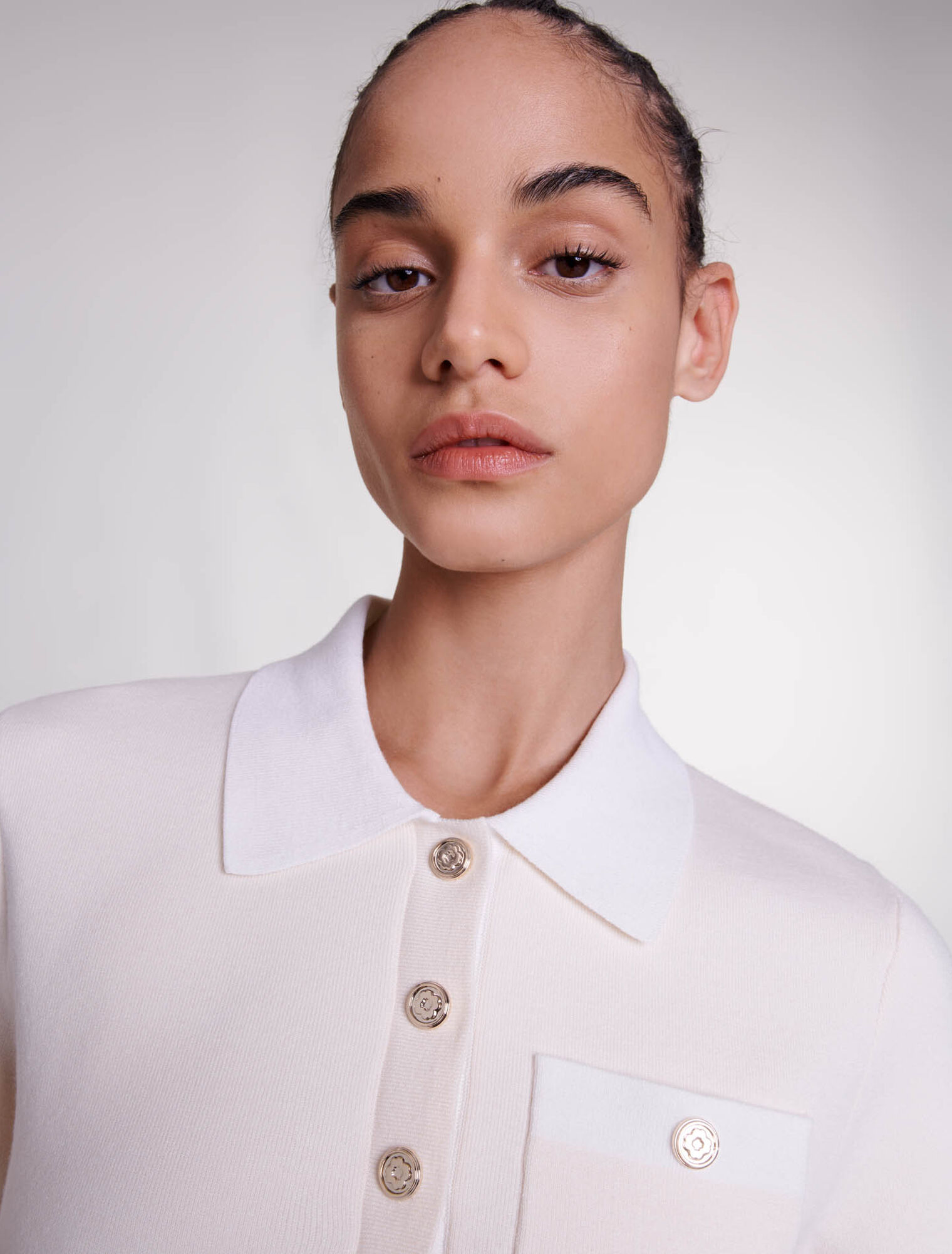 Polo collar knit top