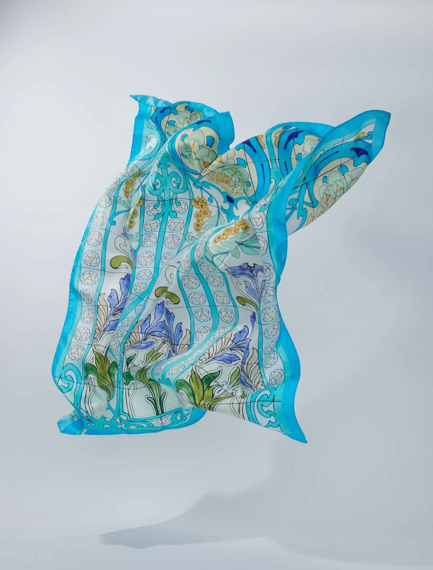 Mosaic pattern silk scarf