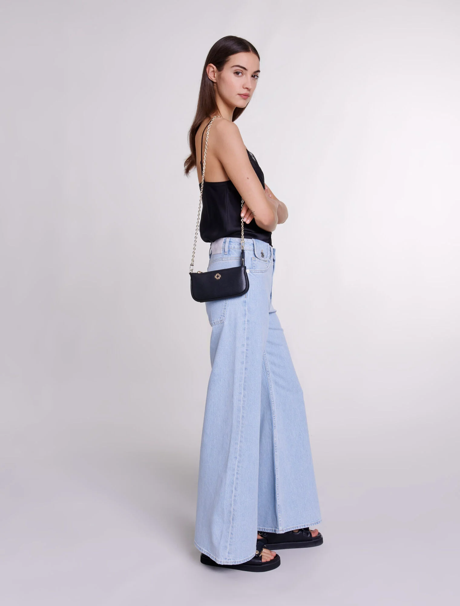 Silk satin and lace top