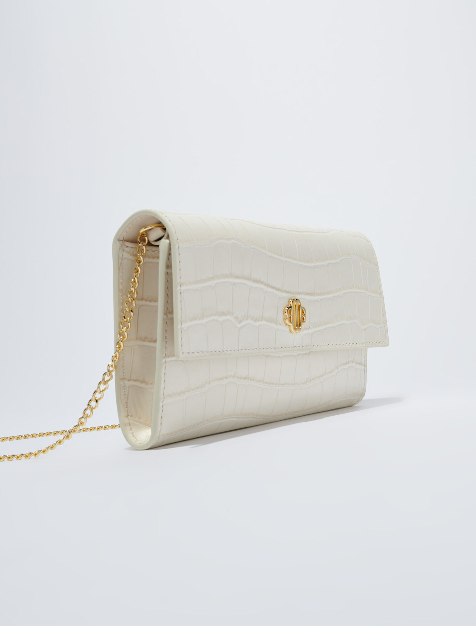 Croc-effect embossed leather bag