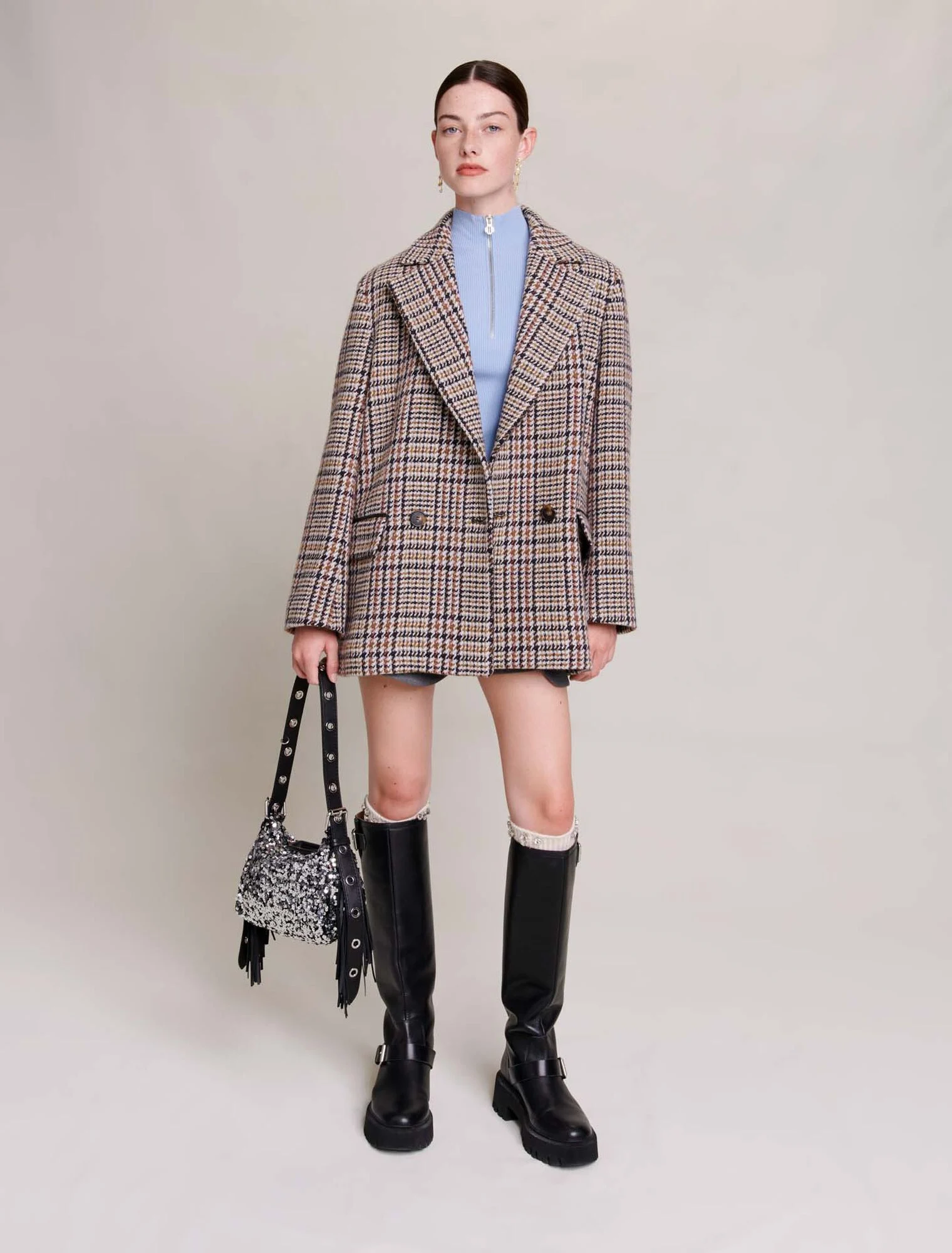 Short checked jacket