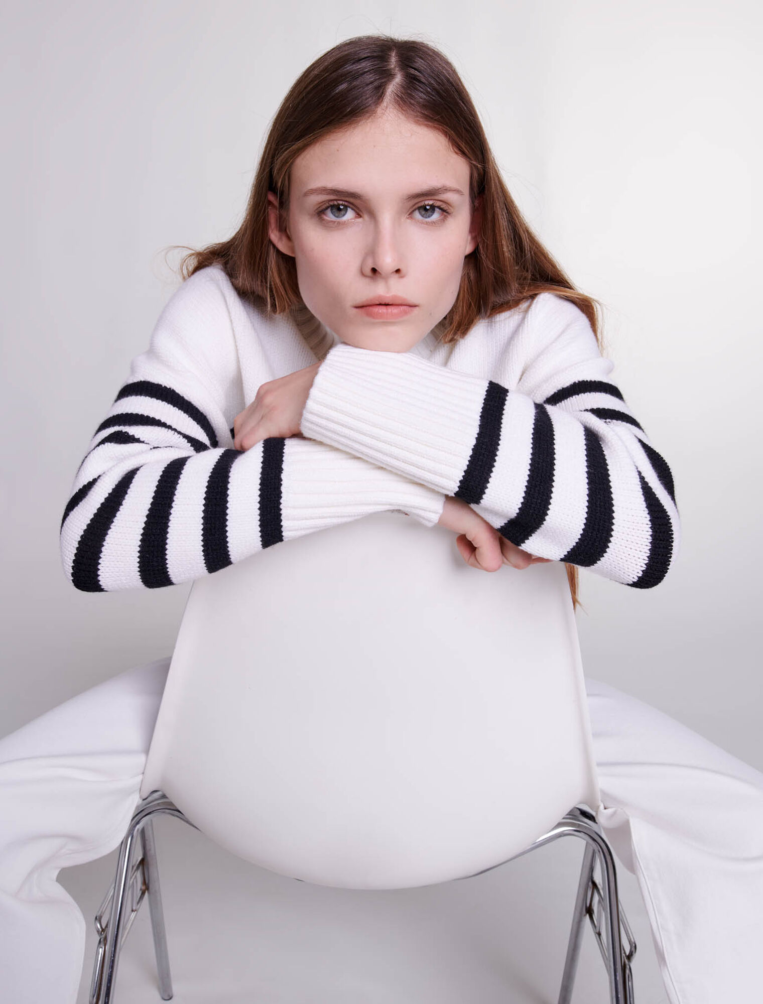 Breton jumper with zip collar