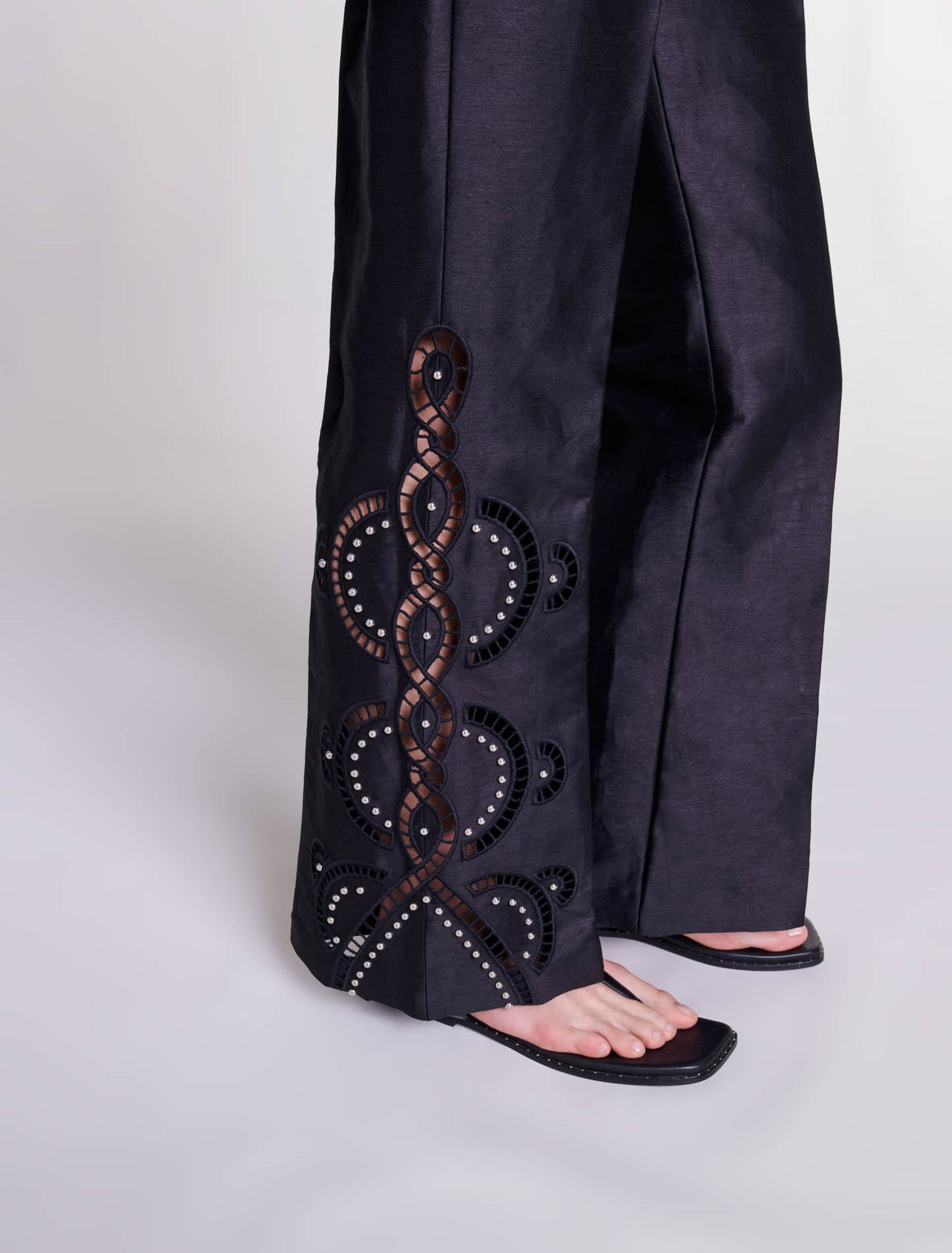 Openwork flared trousers