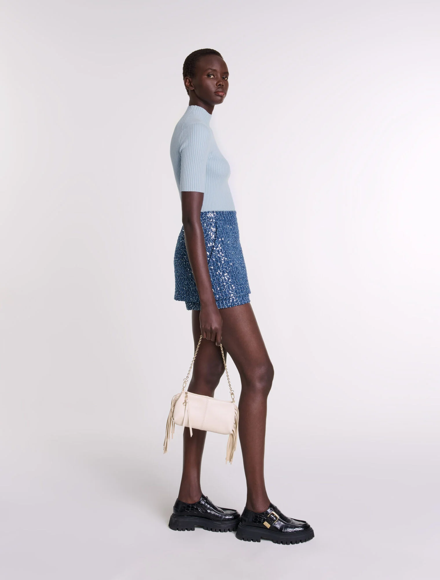 Cotton and silk ribbed top