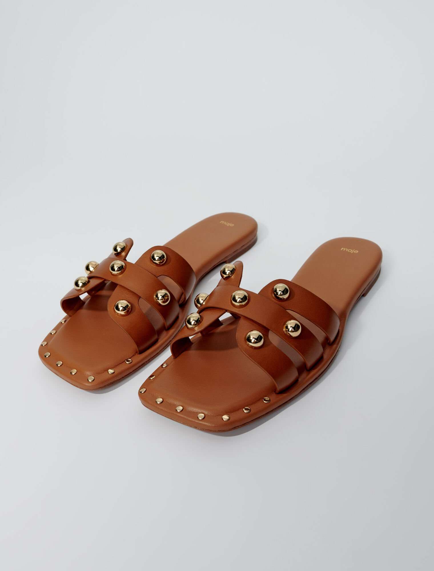 Studded leather mules