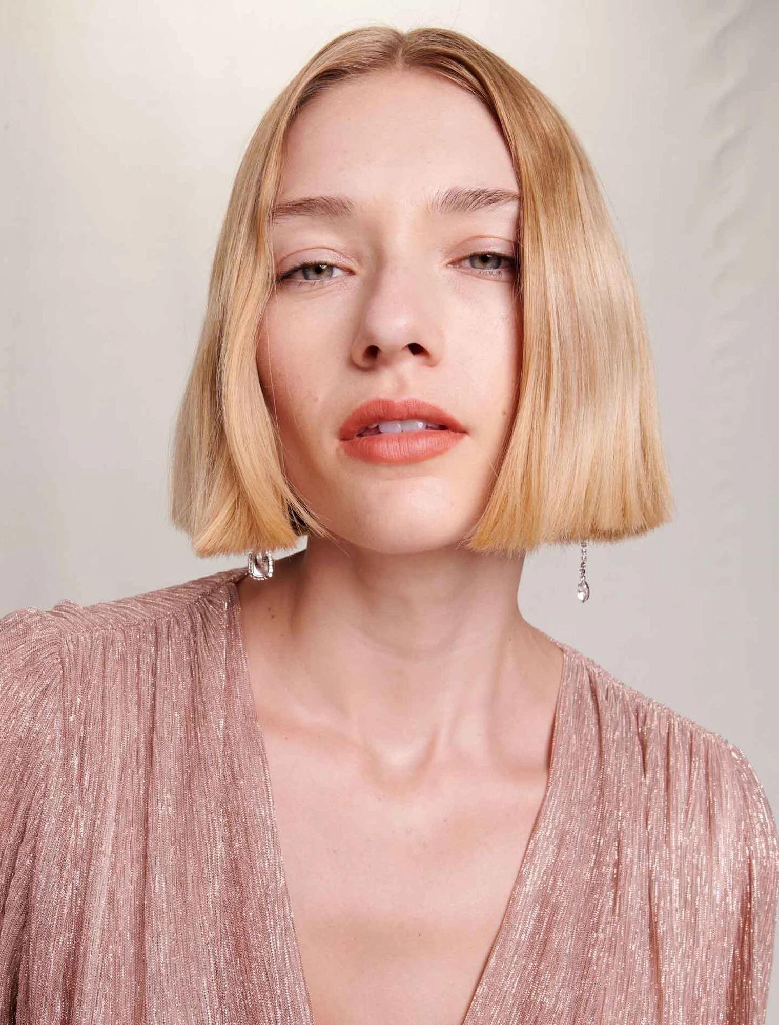 Long ruffled lamé dress