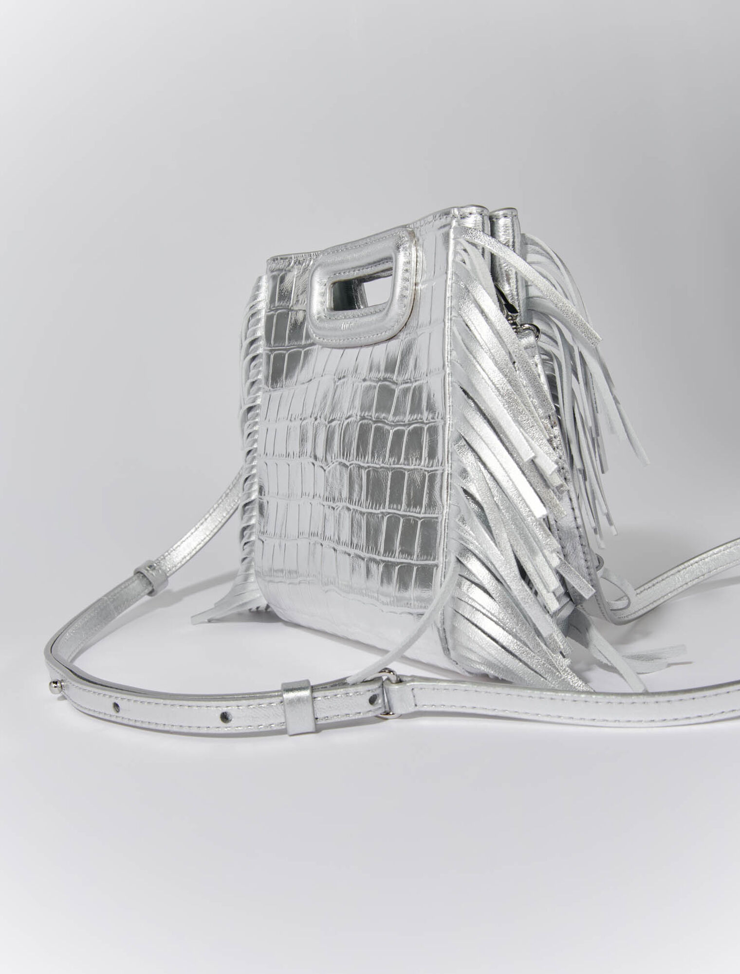 Embossed croc-effect leather mini M bag