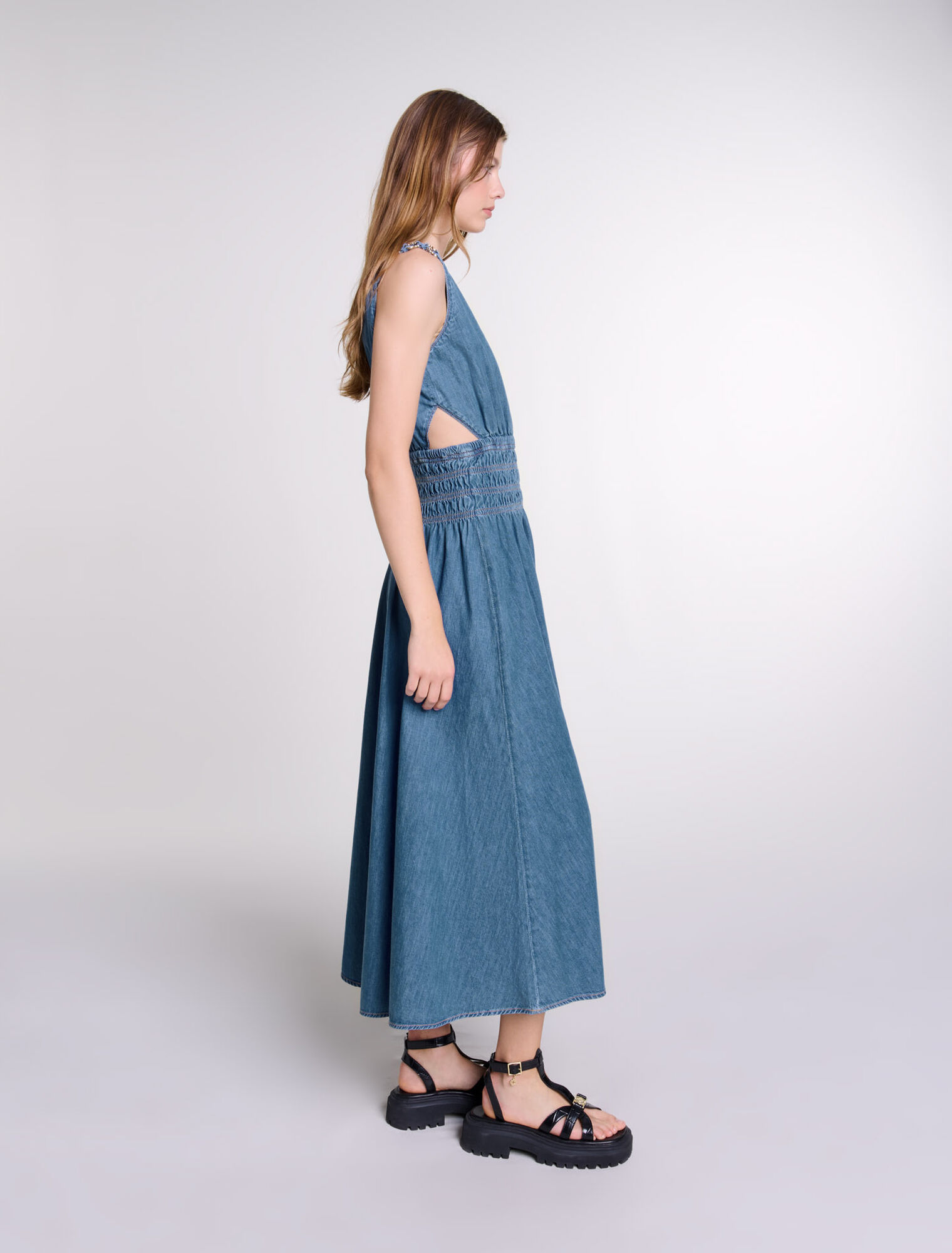 Cutaway denim maxi dress