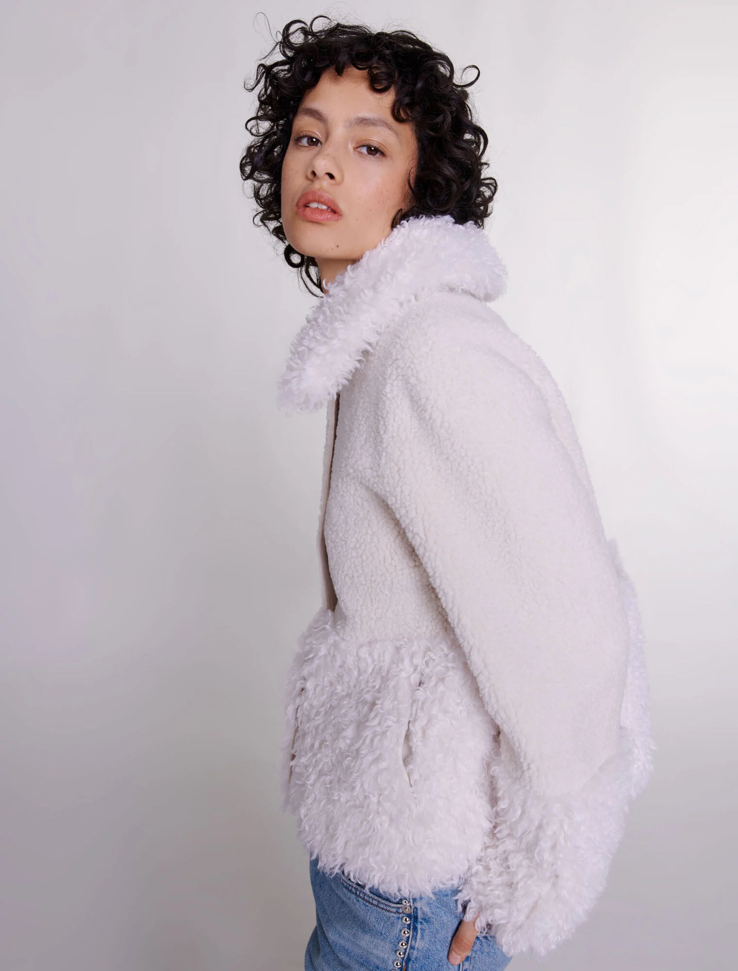 Short fake fur coat