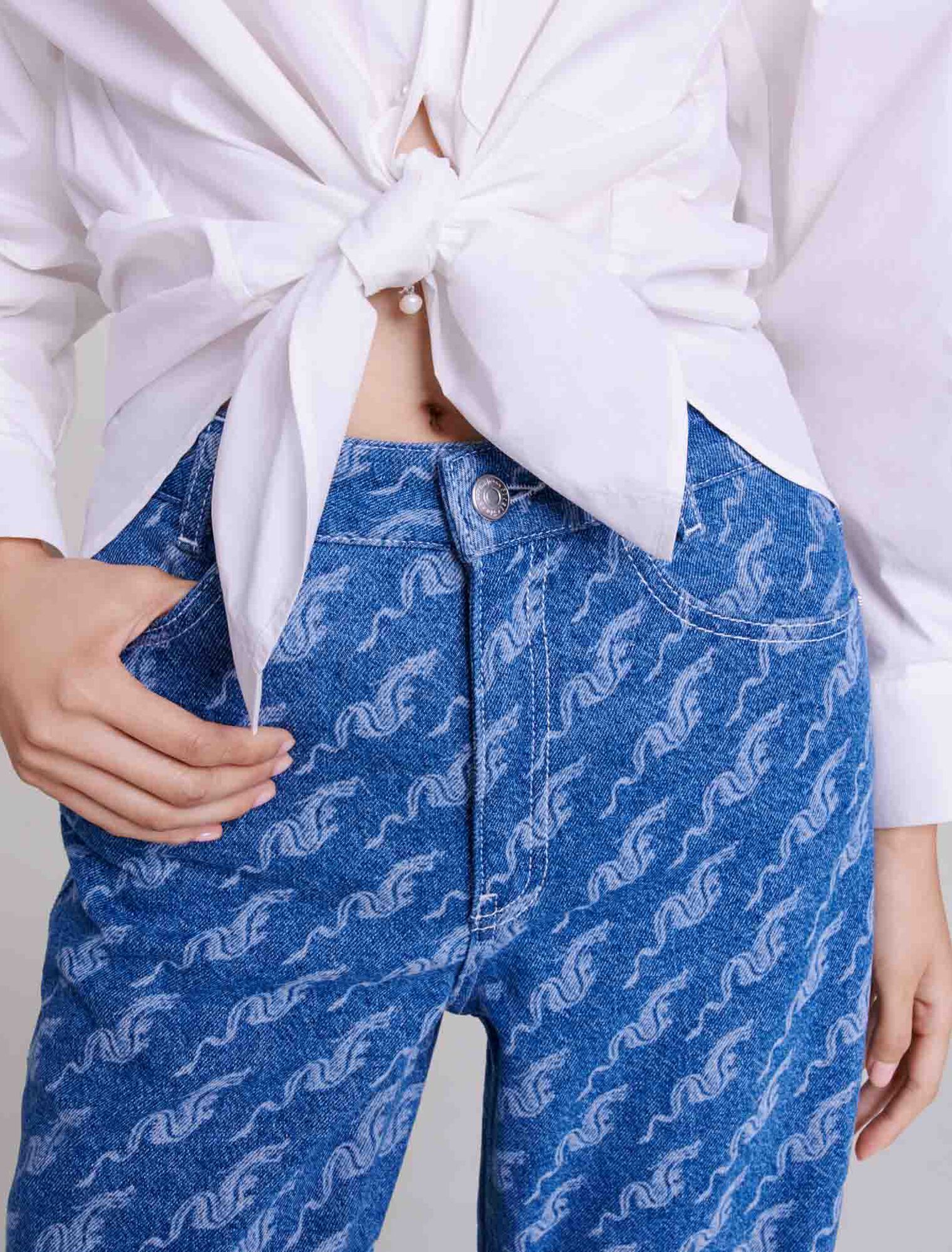 Wide-leg patterned jeans