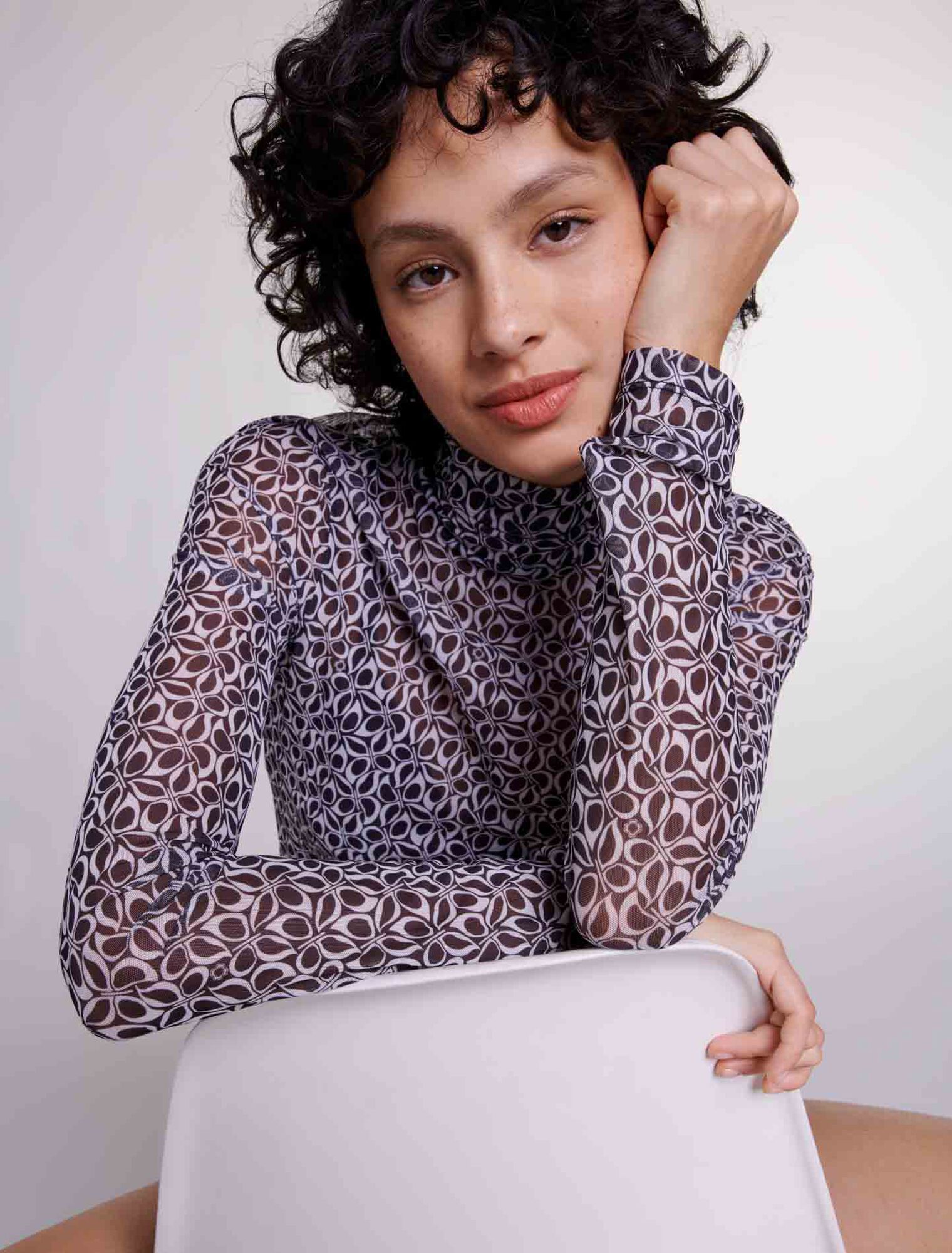 Semi-sheer patterned top