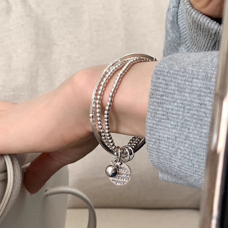 Simple three-layer round card pendant bracelet for women