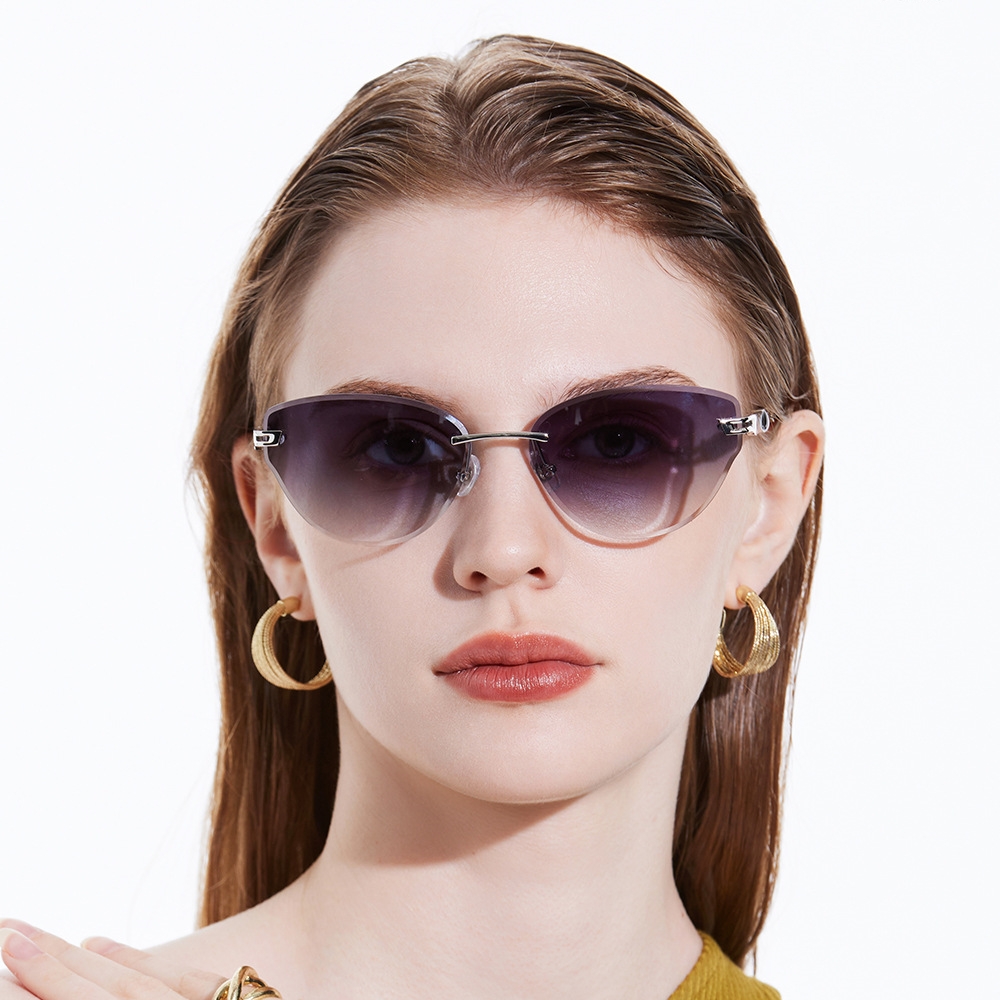 S33167 frameless metal sunglasses for women travel sun protection visor foreign trade glasses