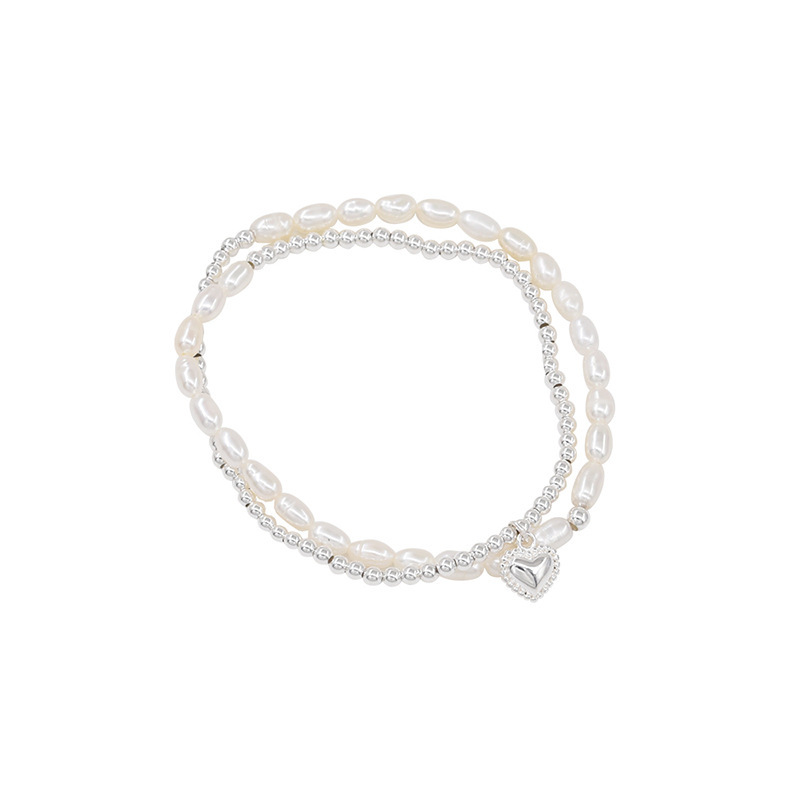 Light luxury niche exquisite double layer love pearl bracelet for women