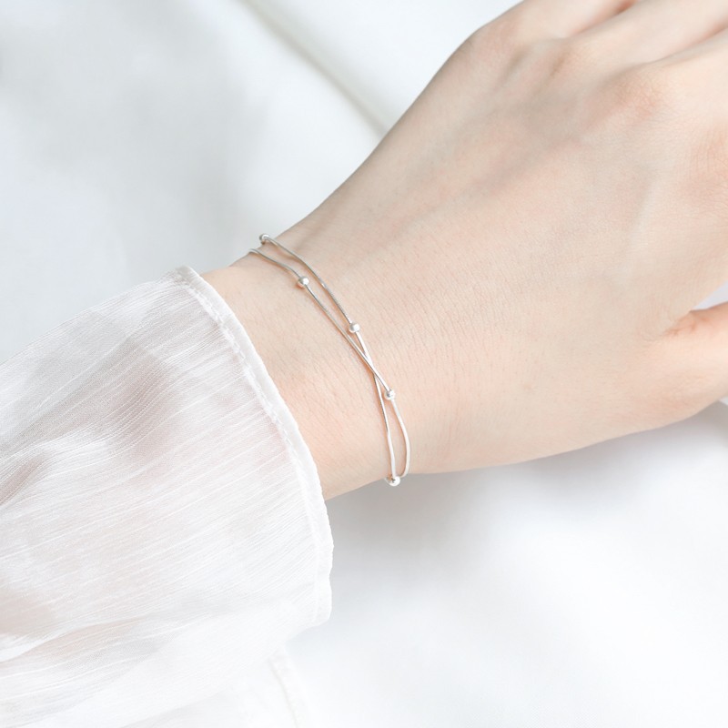 Silver personalized bracelet for women, high-end, simple, student forest style ins braided bracelet