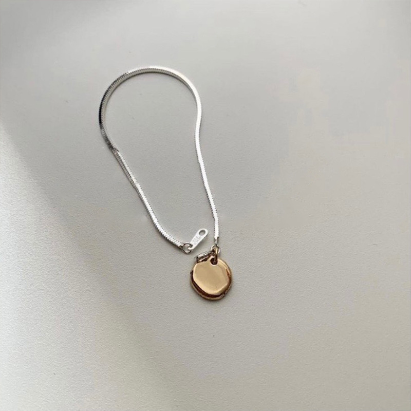 Sterling silver round pendant brand snake bone chain bracelet bracelet