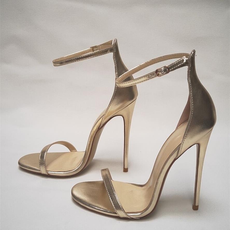 Fish mouth buckle stiletto gold women's shoes large size high heels