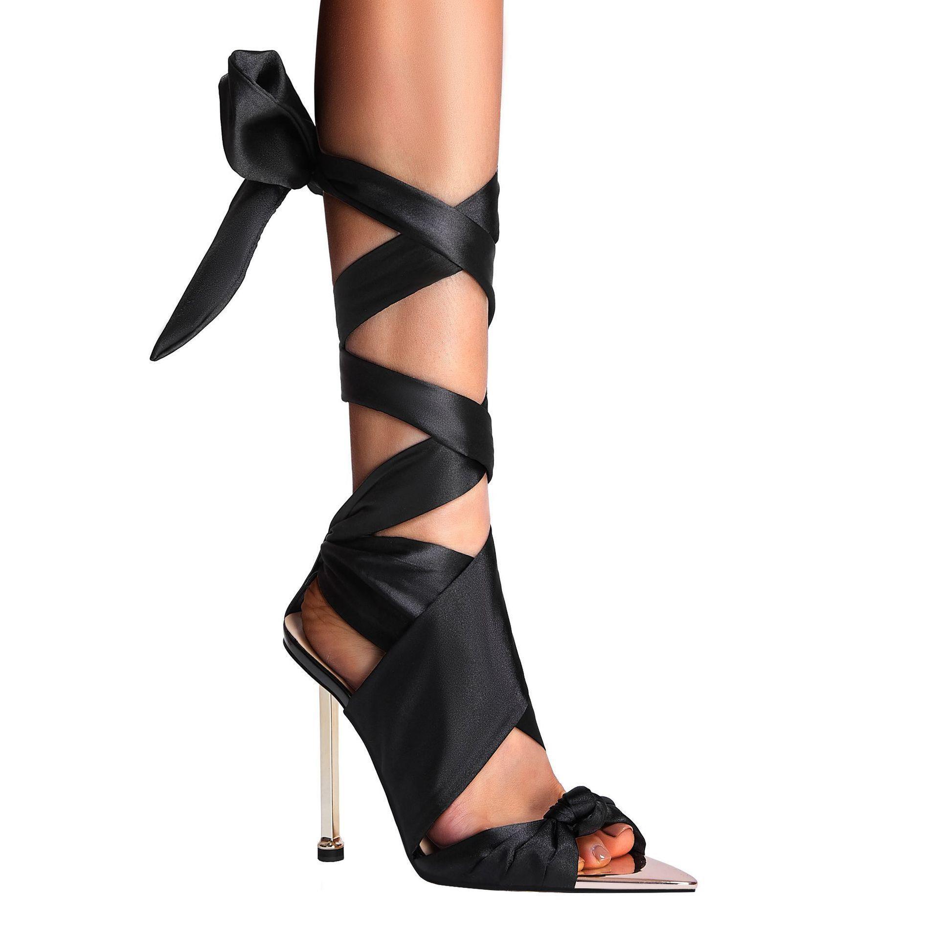 Pointed cross strap stiletto heel fashion catwalk style large size sandals for women
