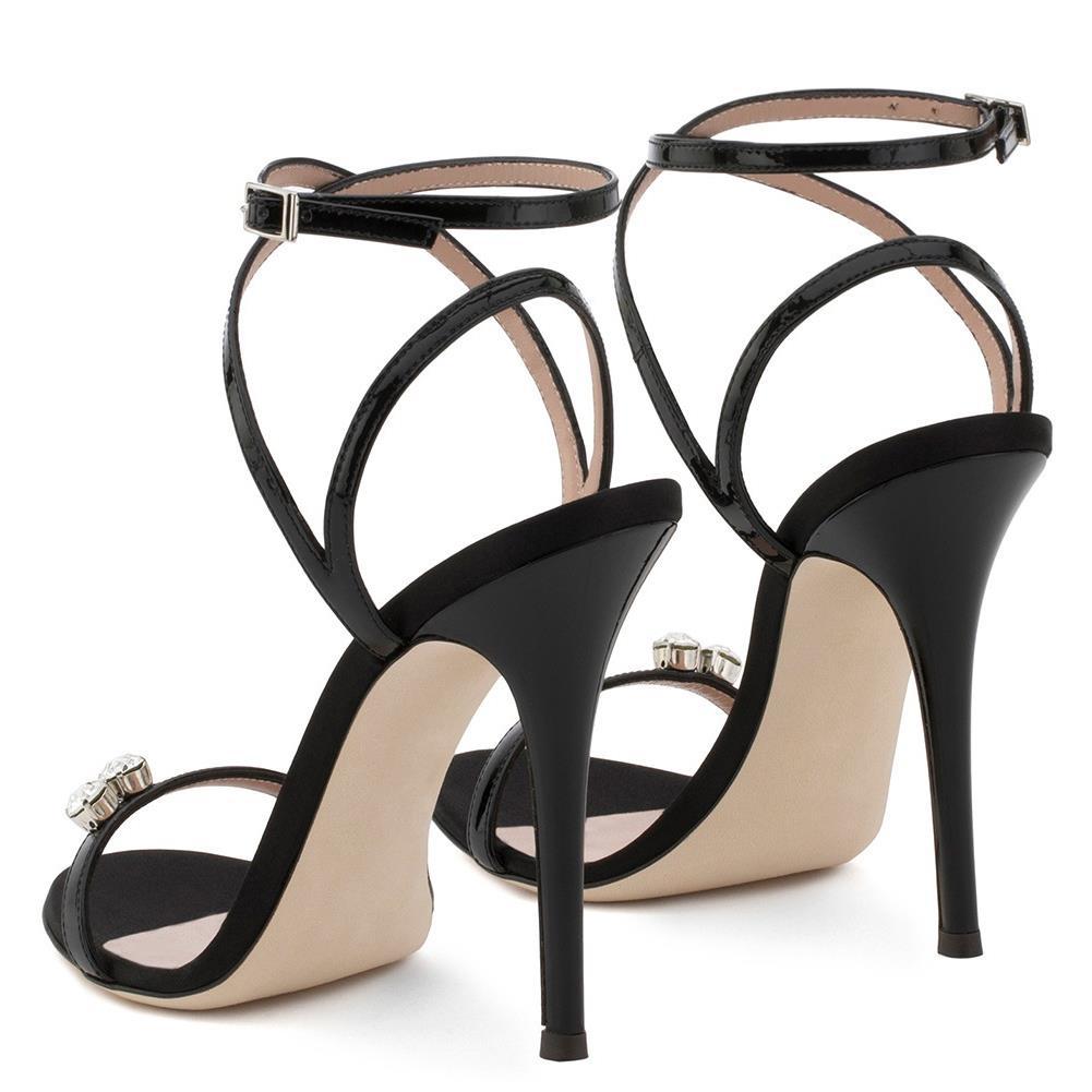 High heel fashion sandals strappy rhinestone stiletto shoes for women