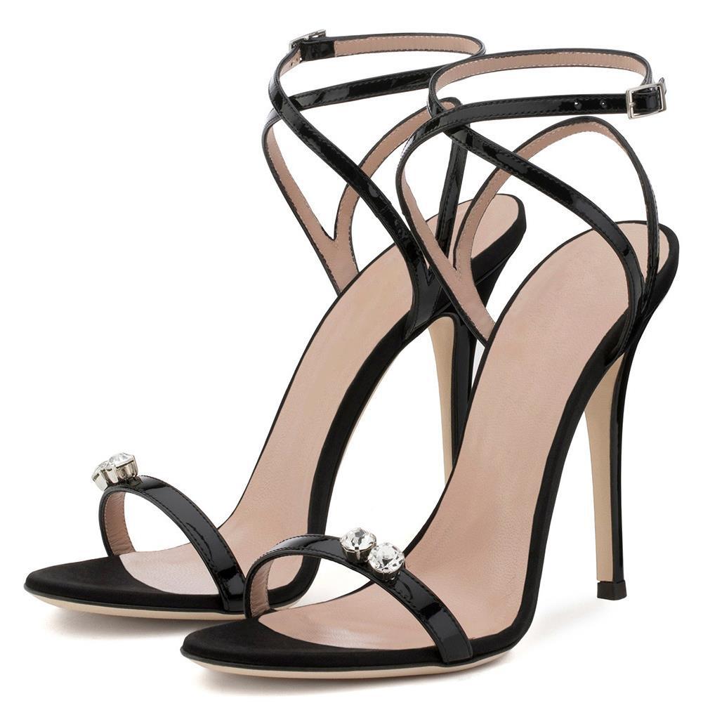 High heel fashion sandals strappy rhinestone stiletto shoes for women