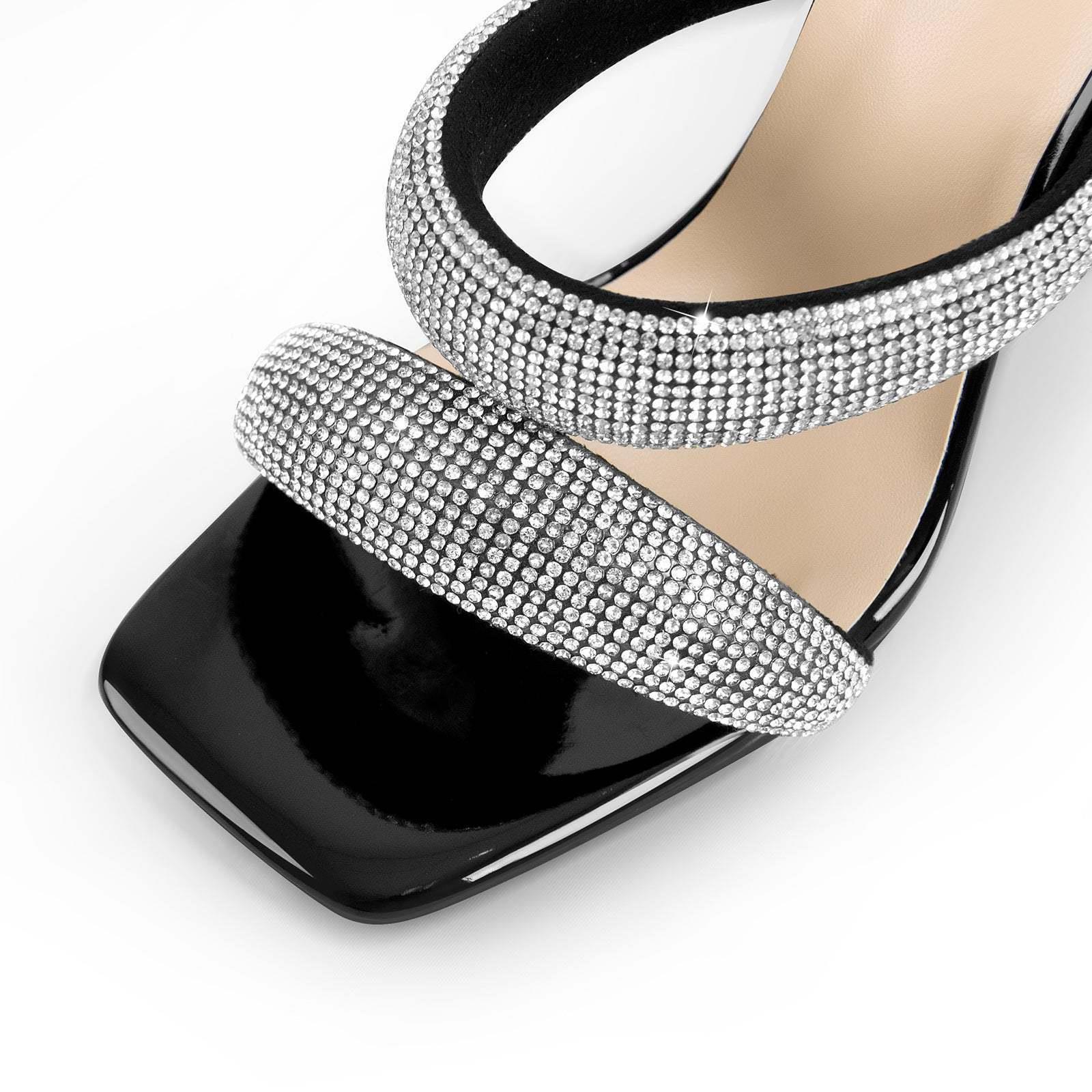 Square toe stiletto heel fish mouth hollow heel strap fashion catwalk large size sandals