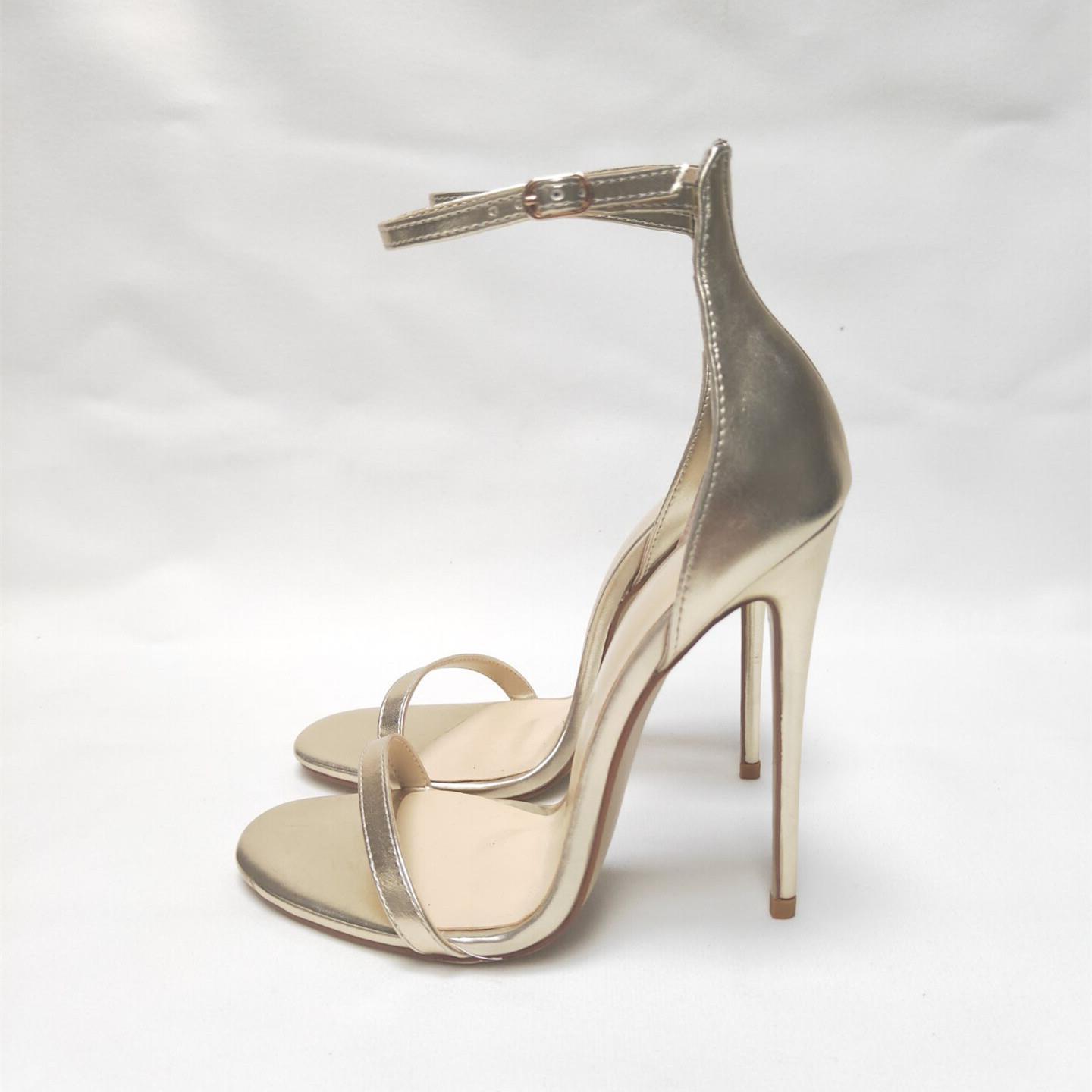 Fish mouth buckle stiletto gold women's shoes large size high heels