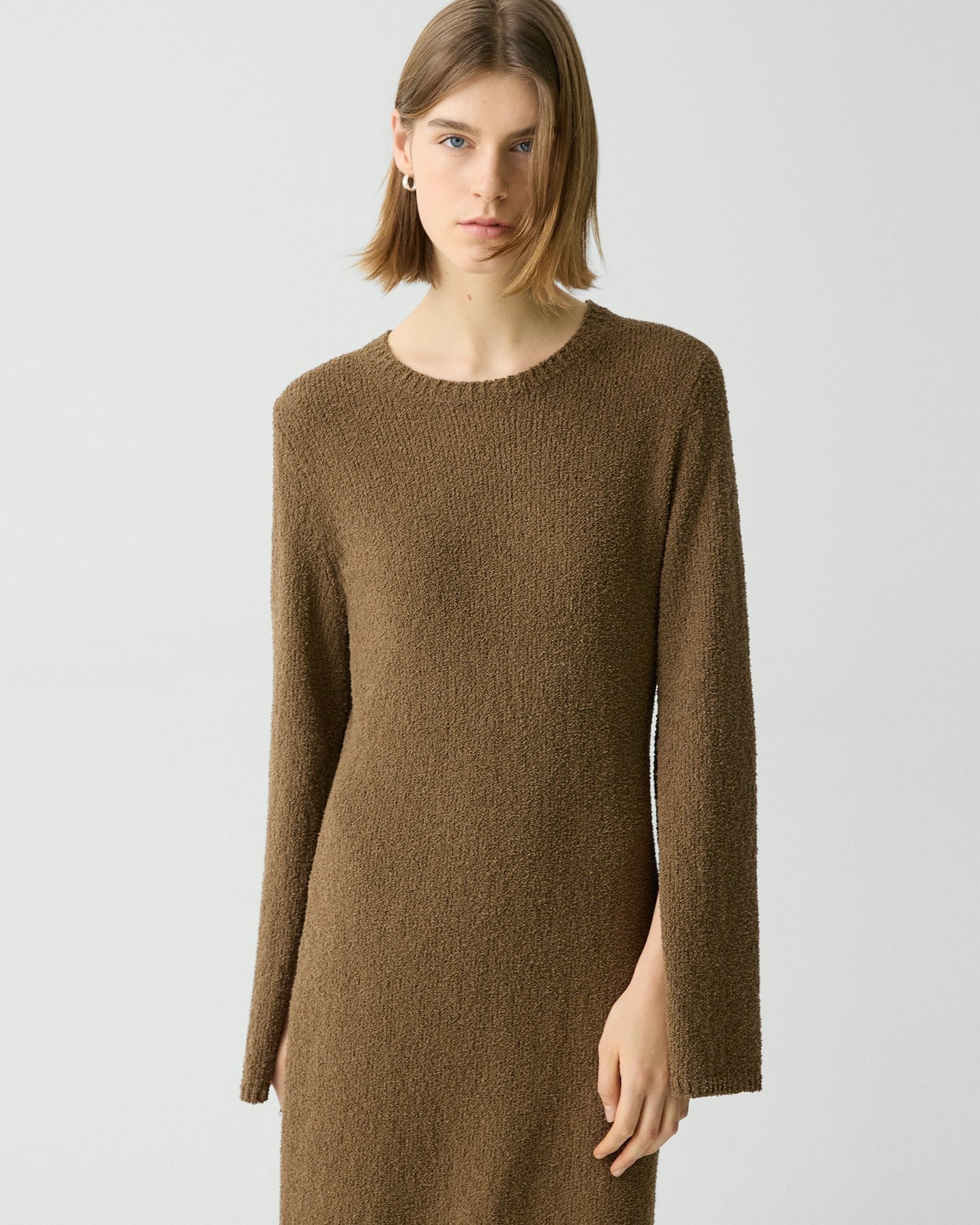Bouclé Midi Dress in Cotton-Blend