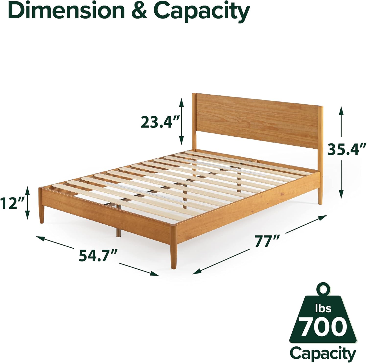 ZINUS Allen Mid Century Wood Platform Bed Frame, Solid Wood Foundation