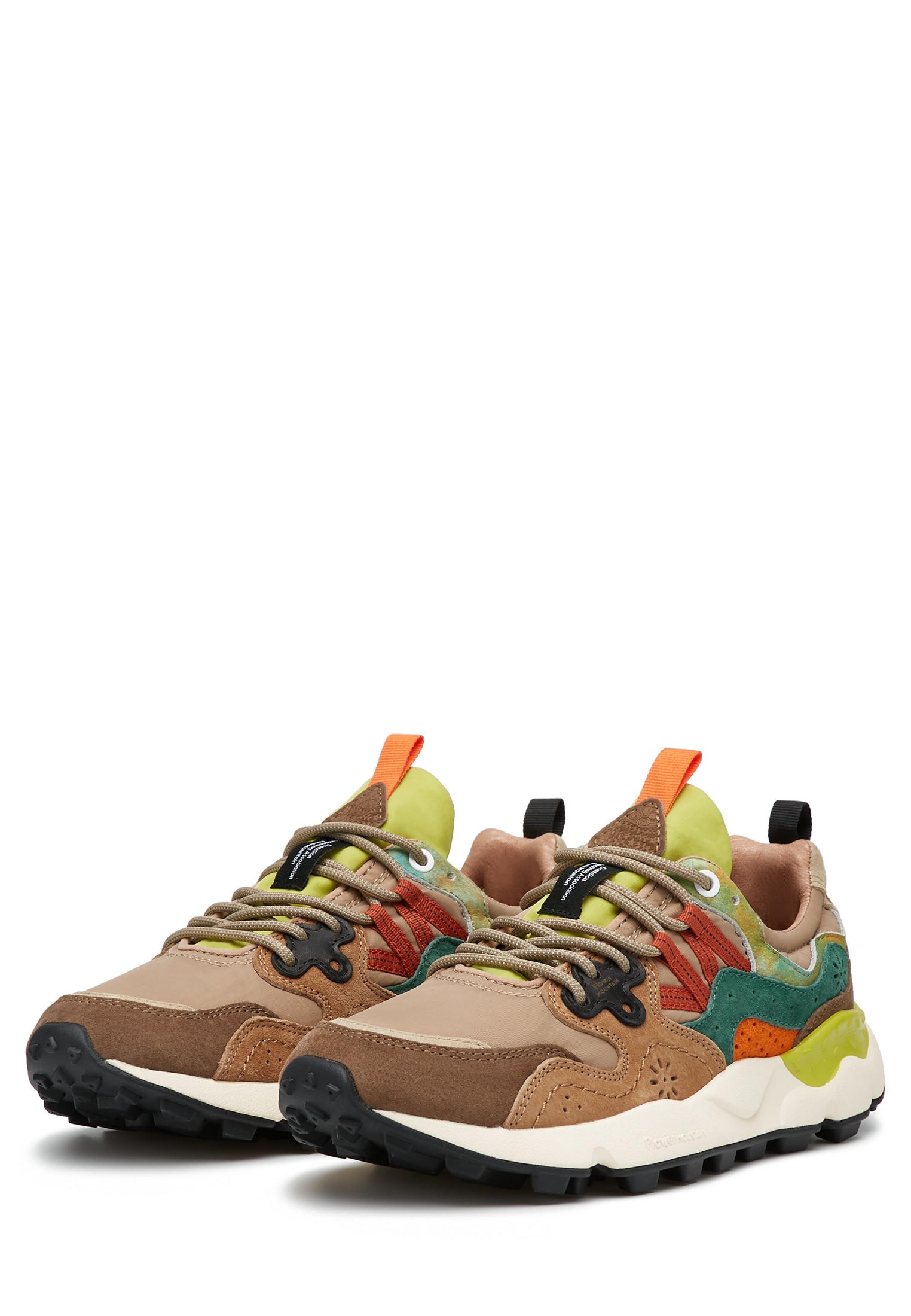 YAMANO 3 UNI - Suede and fabric sneakers - Brown-Green