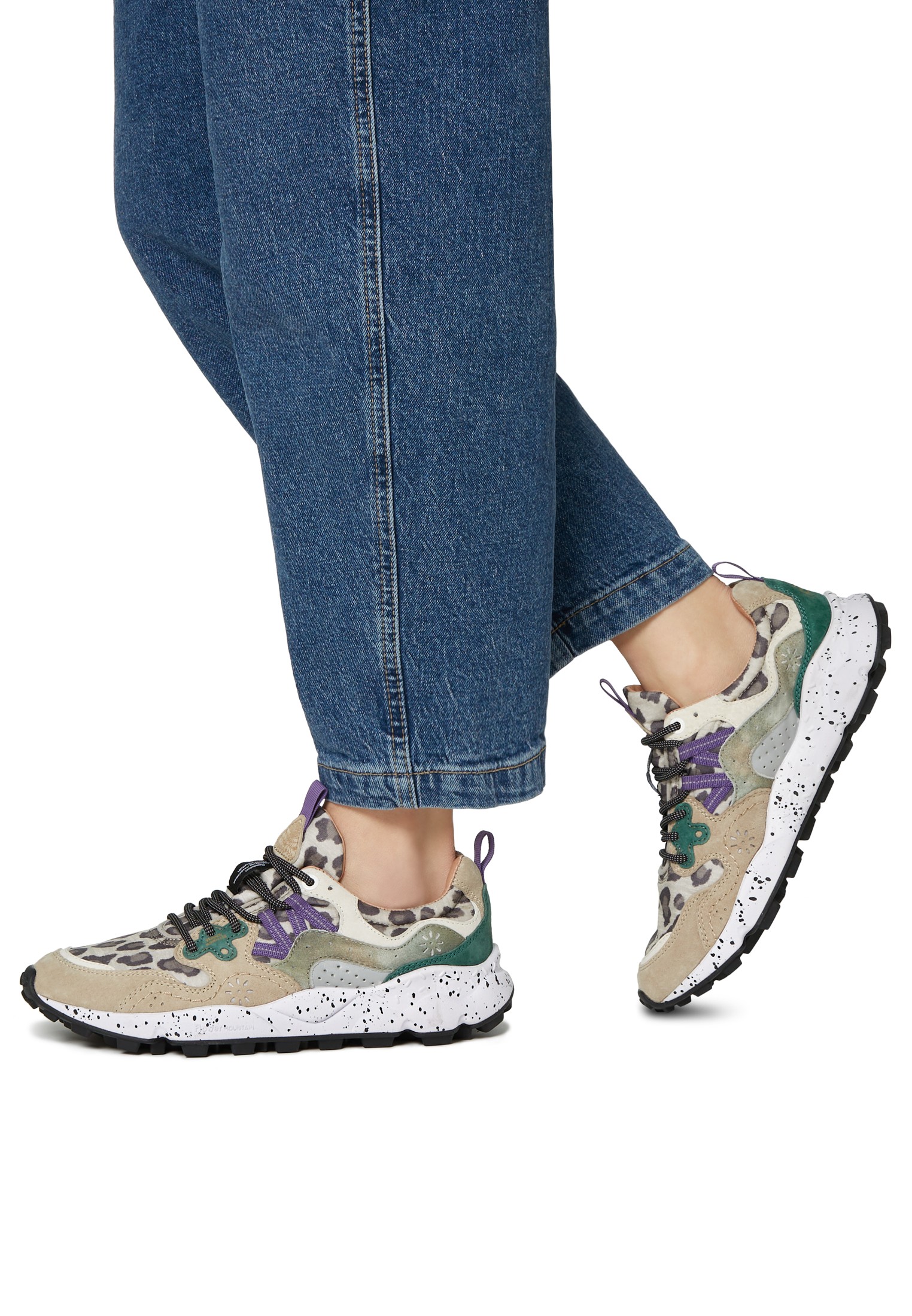 YAMANO 3 UNI - Suede and technical fabric sneakers - Grey-Beige