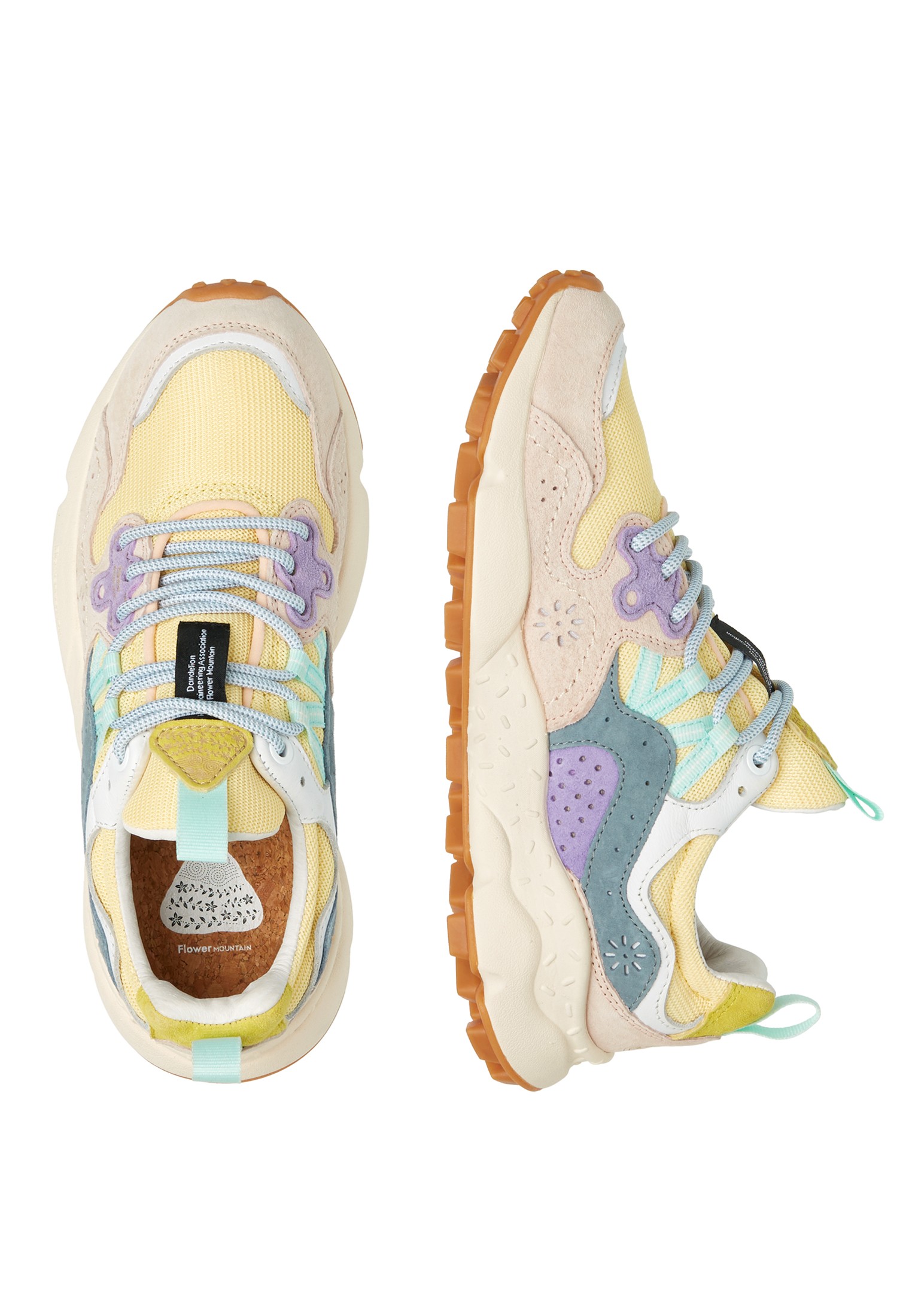 YAMANO 3 WOMAN - Suede and fabric sneakers - Yellow-Beige