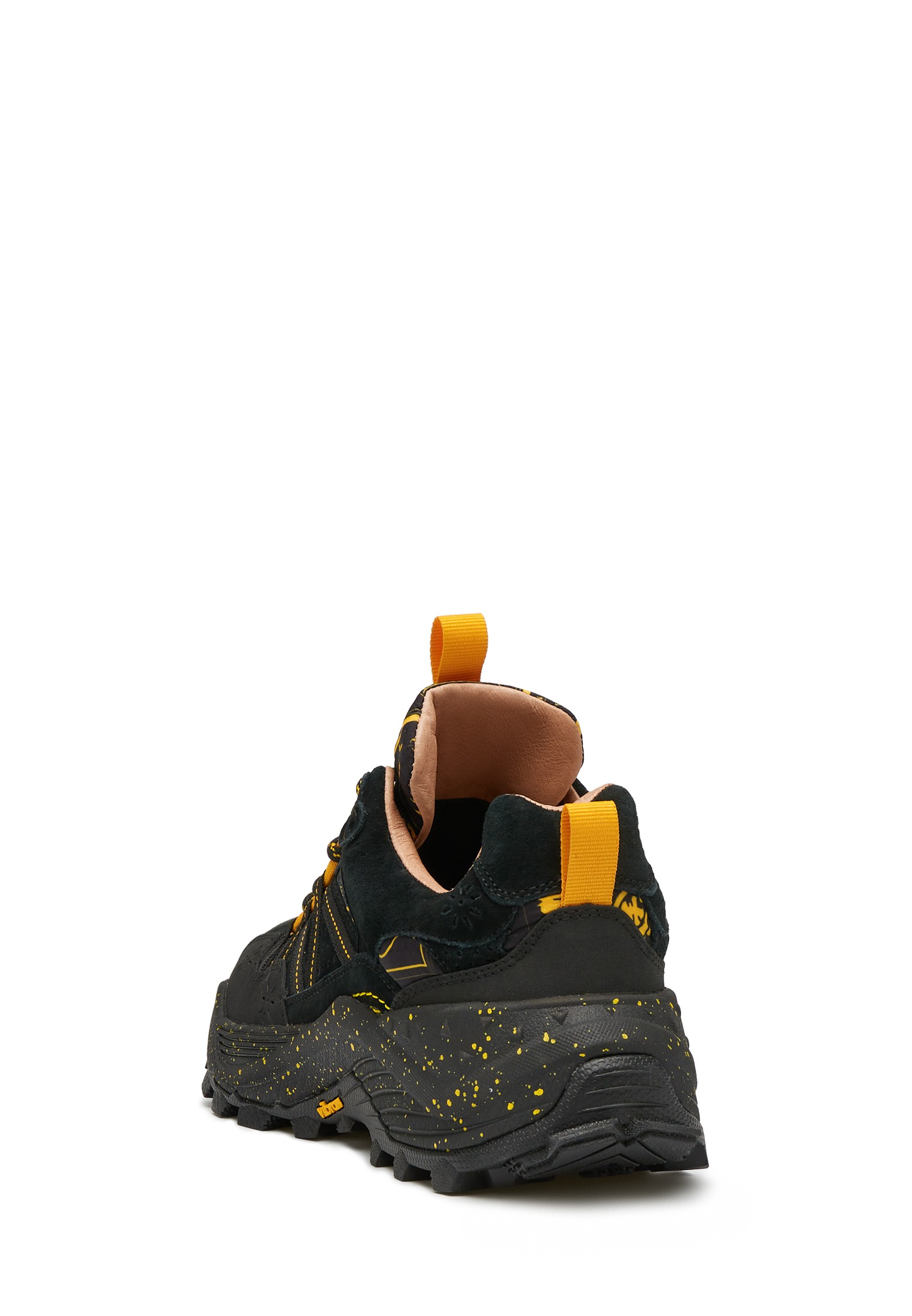 IWANO UNI - Suede and technical fabric sneakers - Anthracite-Orange